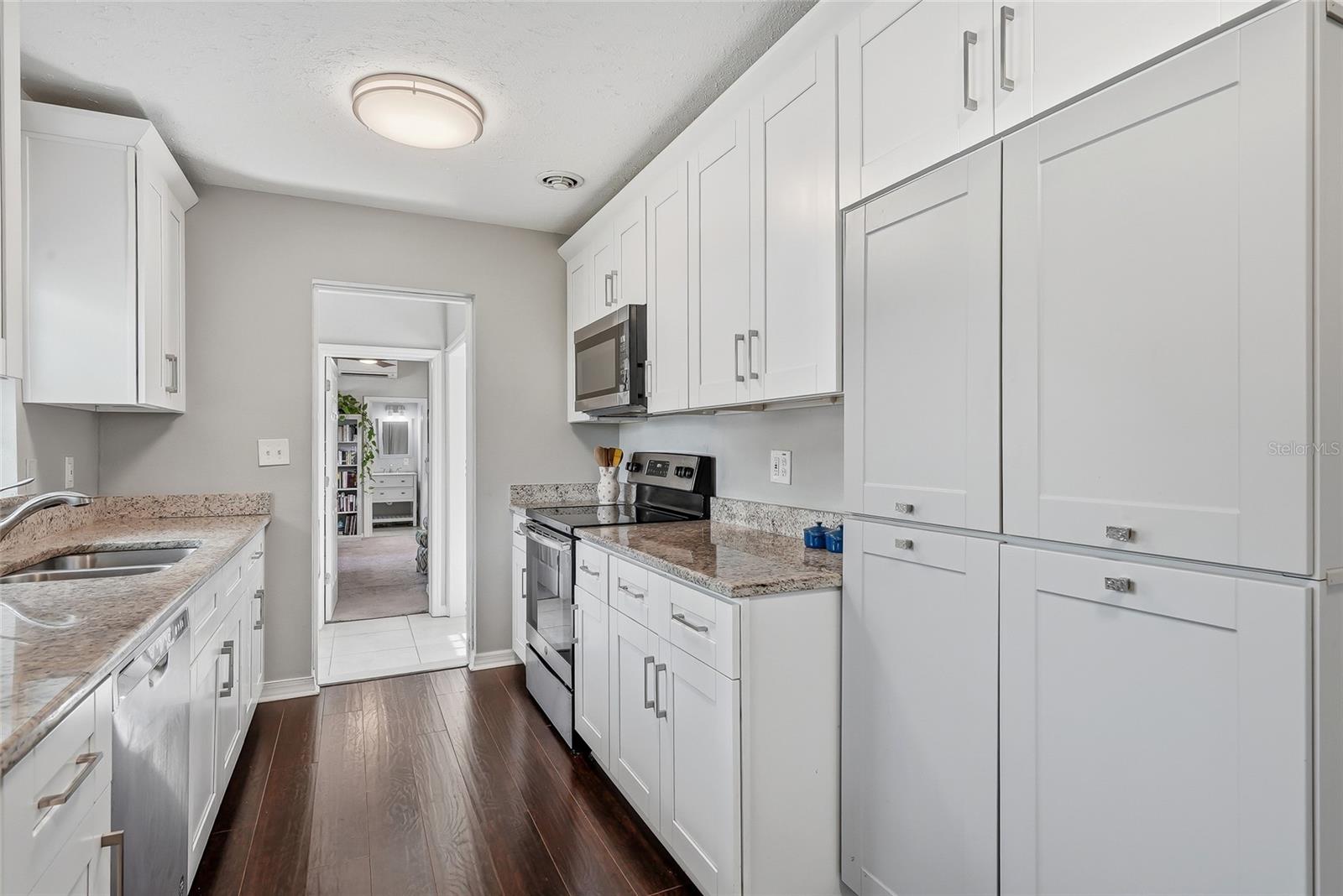 Kitchen with pantry.