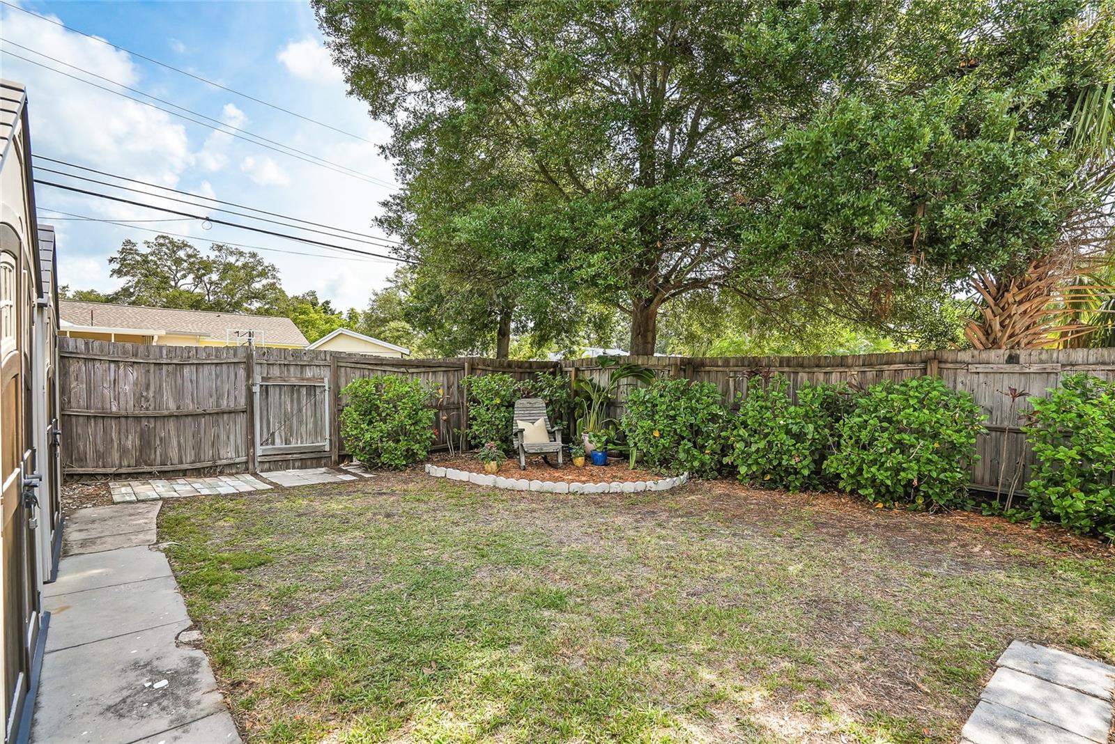 Fully fenced back yard.