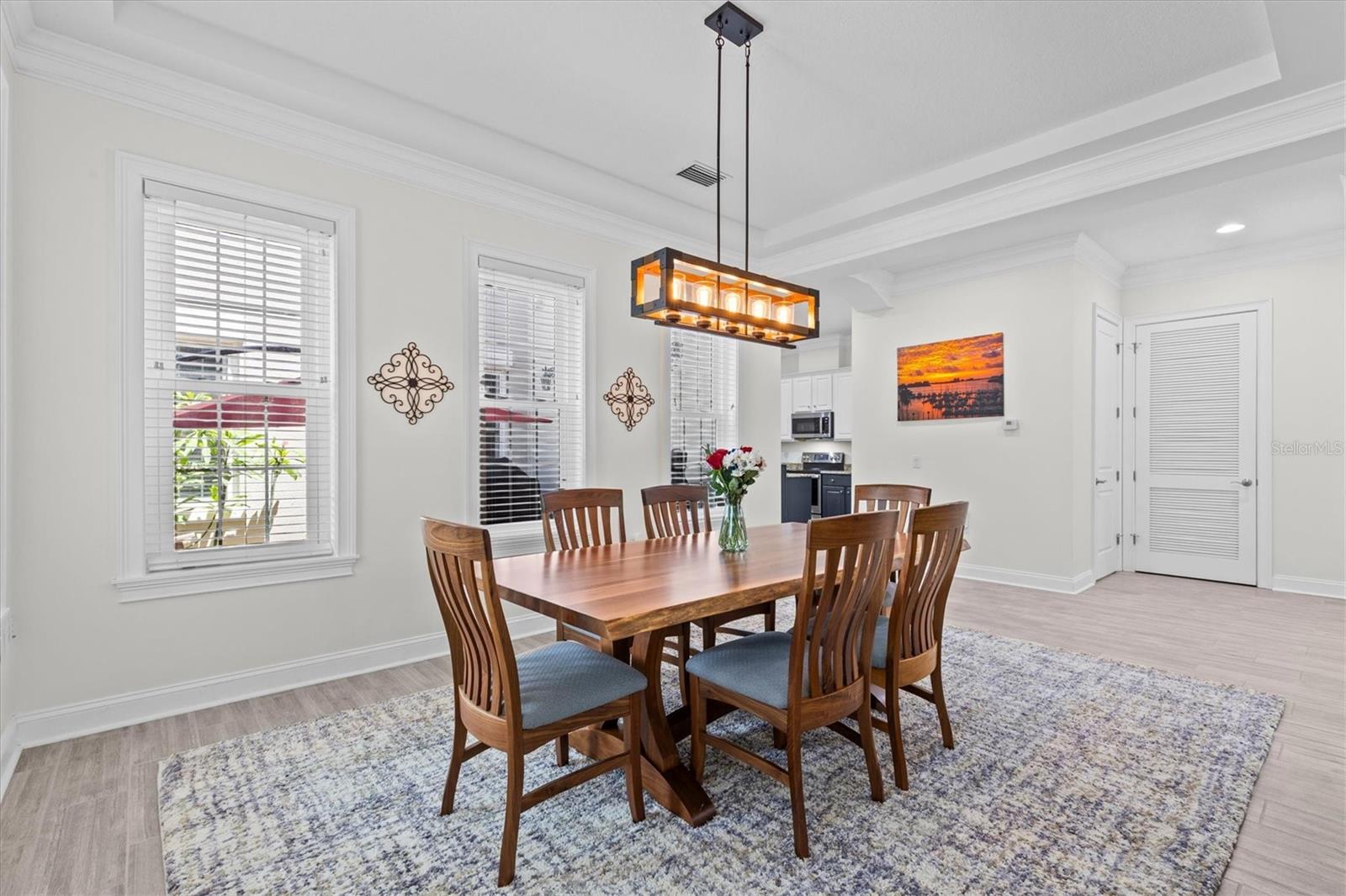 Deep crown molding adds an additional touch of luxury.