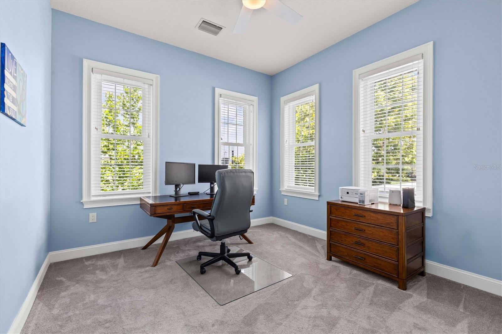 Bedroom three is painted a tranquil Robin's Egg Blue.