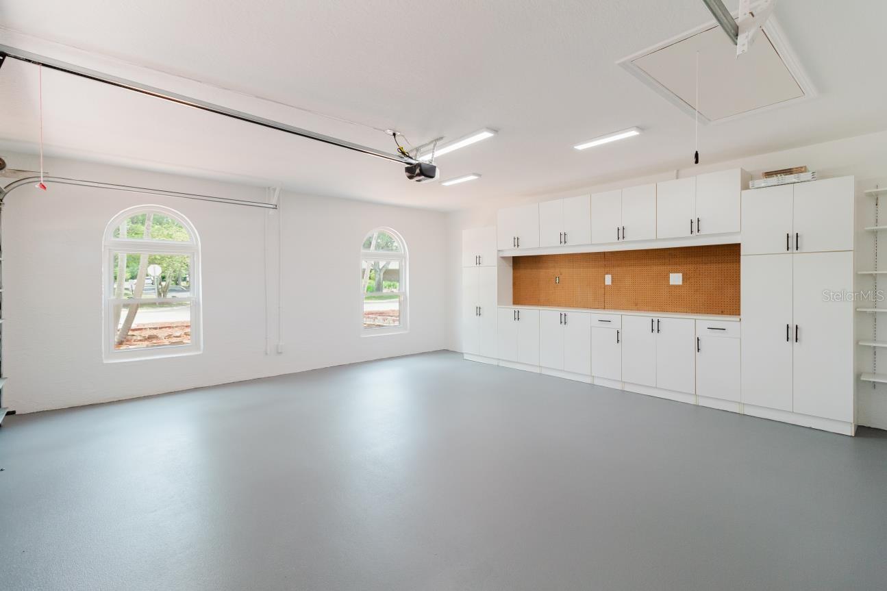 2 car garage with work bench