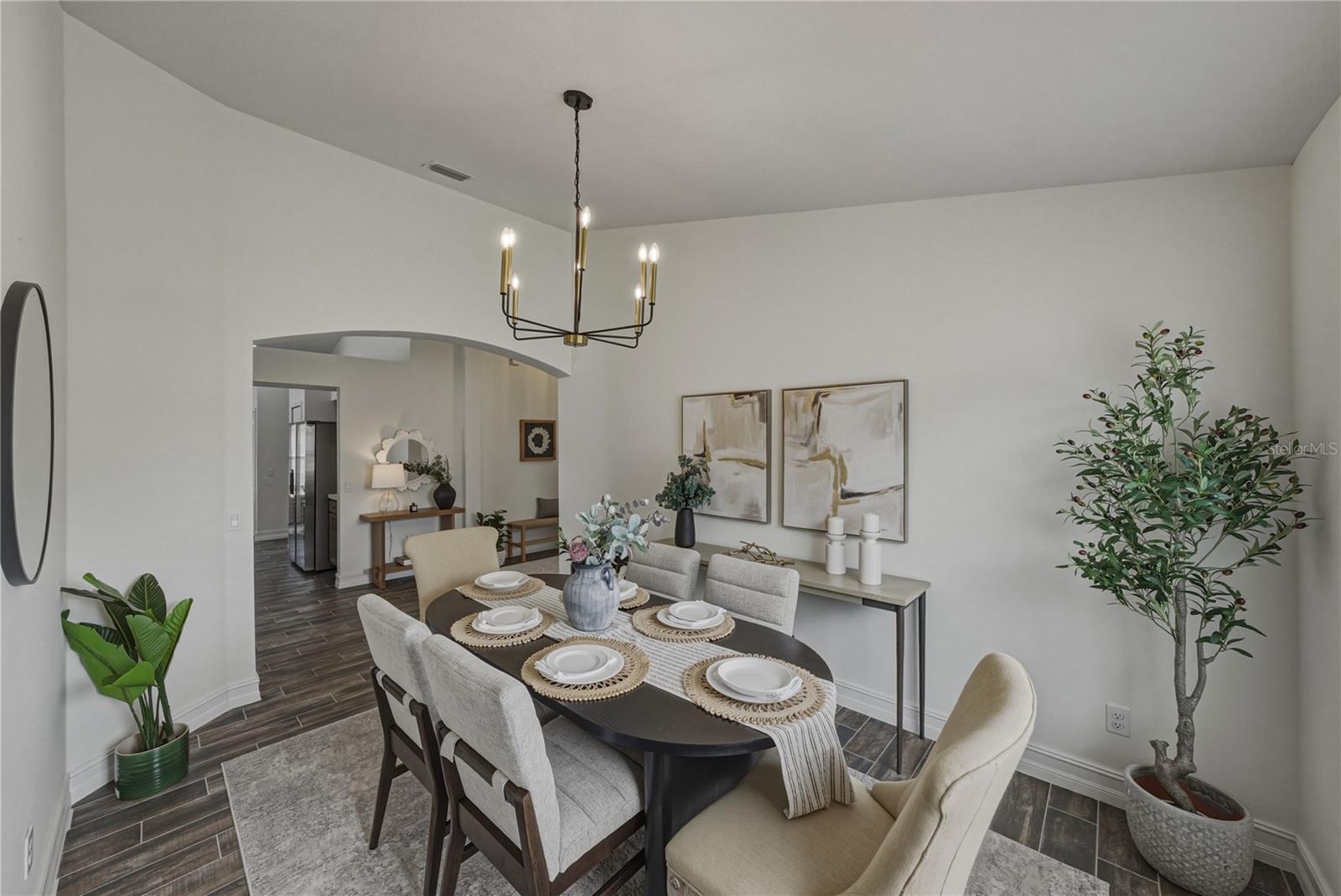 Dining Room with Beautiful New Chandelier