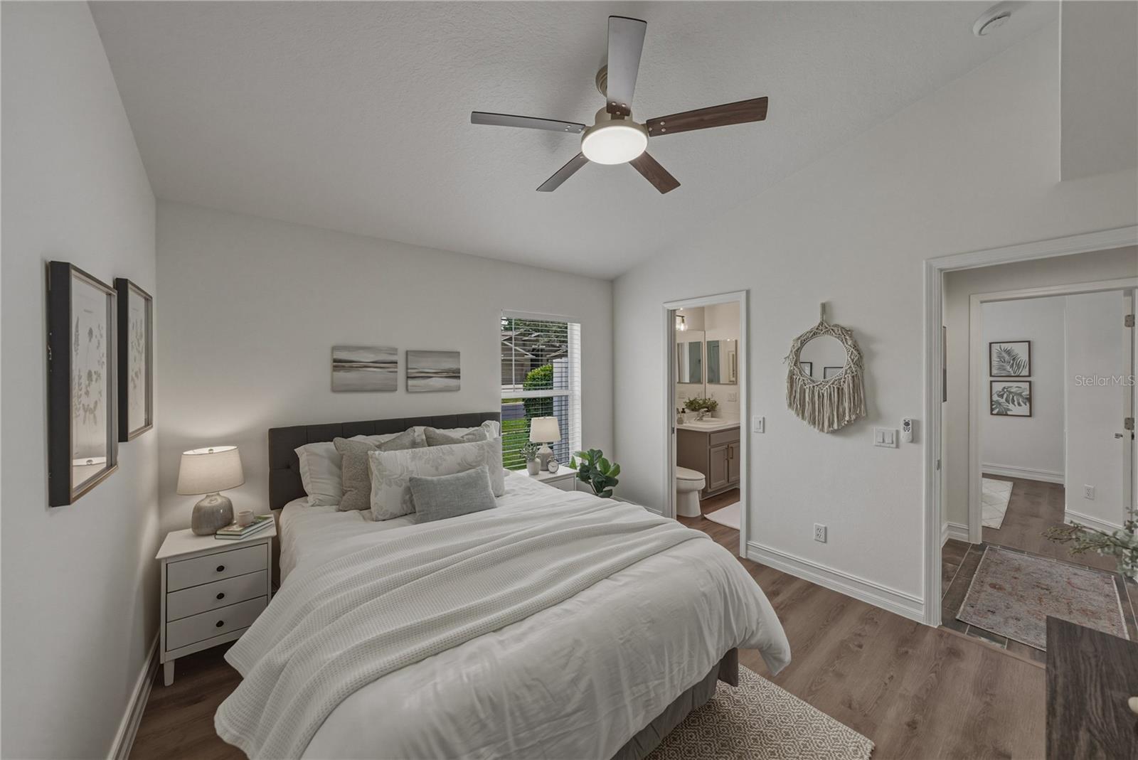 3rd Bedroom with New Ceiling Fan and New 2" Wood Blinds