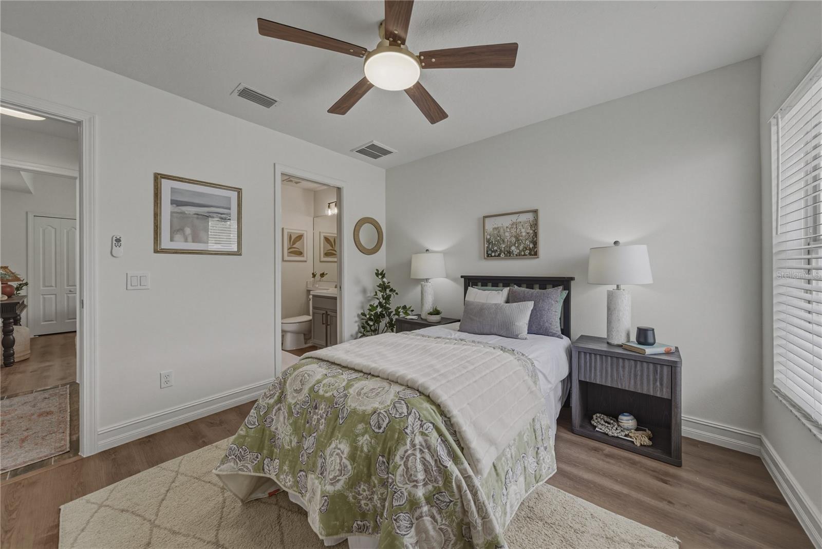 4th Bedroom with New Ceiling Fan and New 2" Wood Blinds