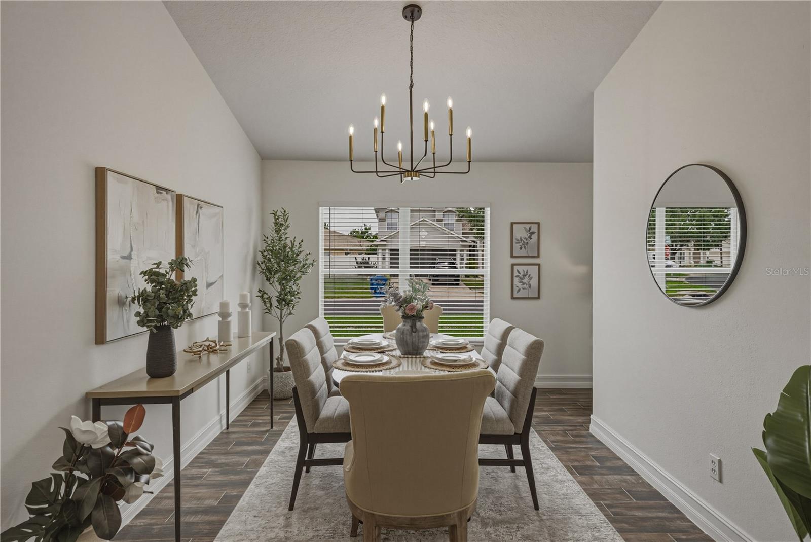 Spacious Dining Room with Vaulted Ceilings