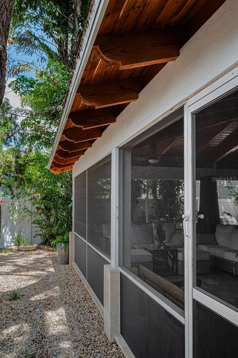 Surrounding the massive pool area are solid Redwood handcrafted corbels.