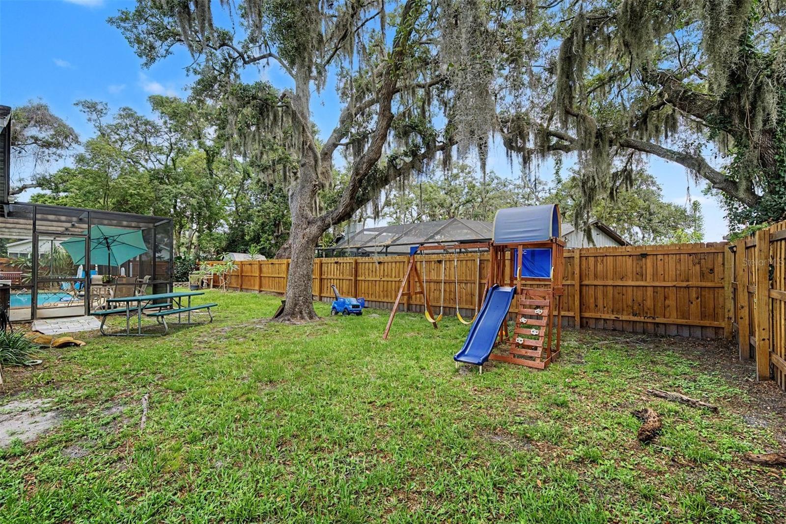 fenced in backyard