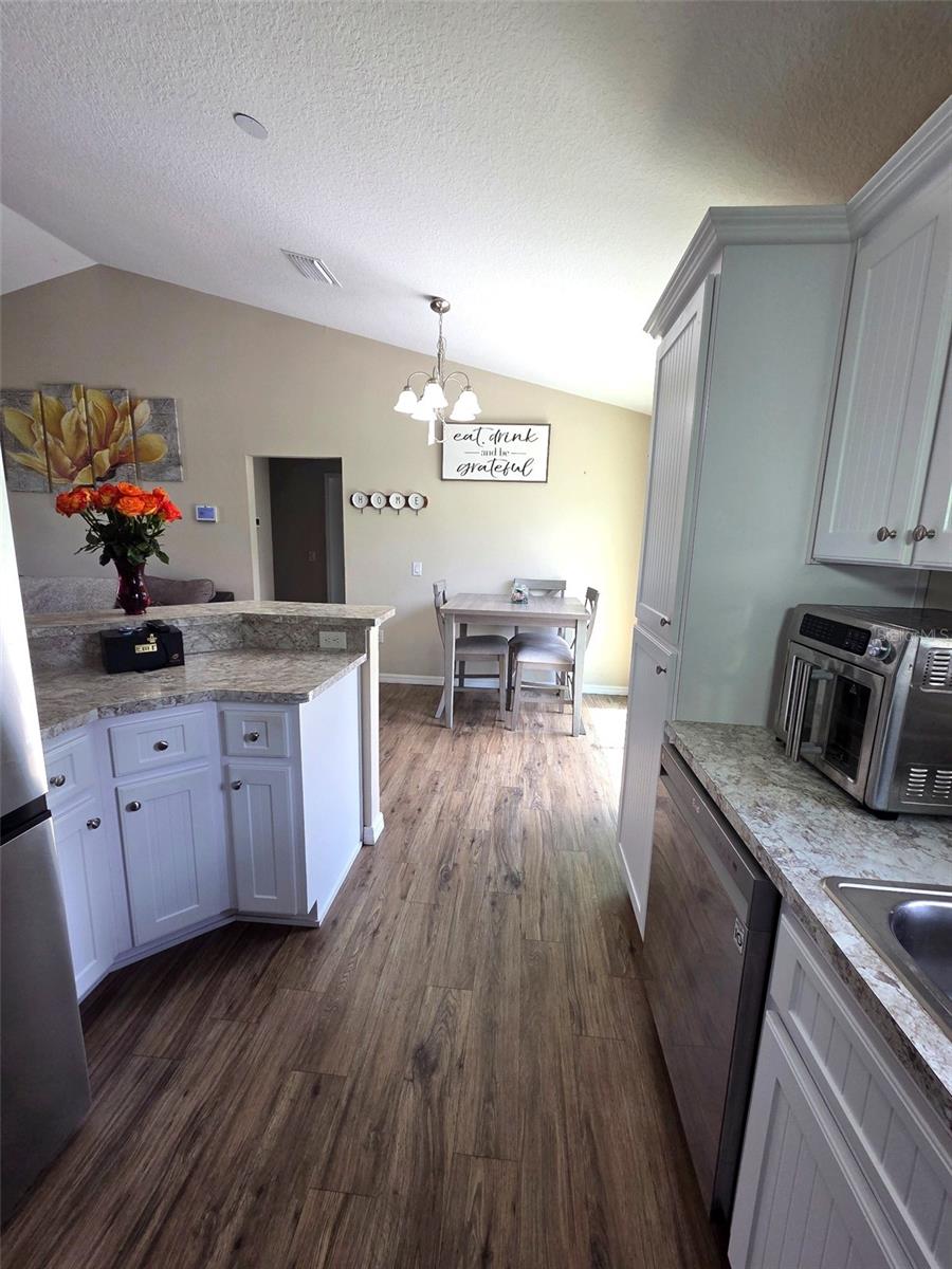 Kitchen looking into dining