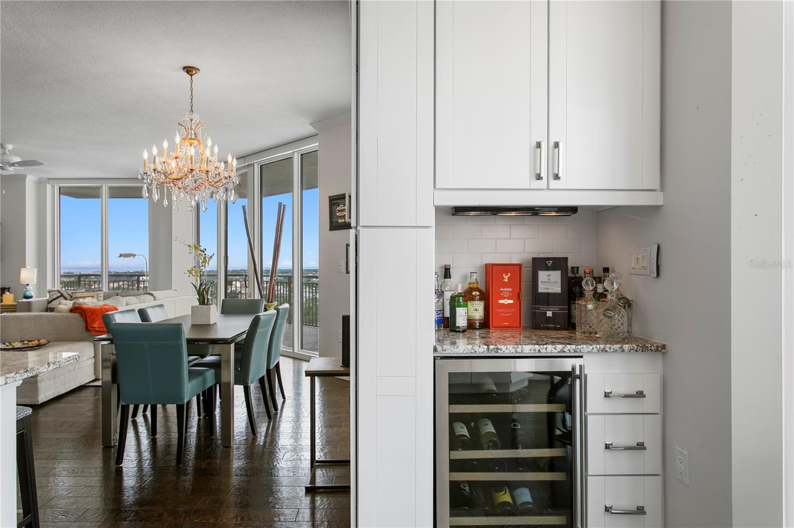 It's all in the details—a built-in wine or beverage refrigerator adds both convenience and sophistication to the kitchen.
