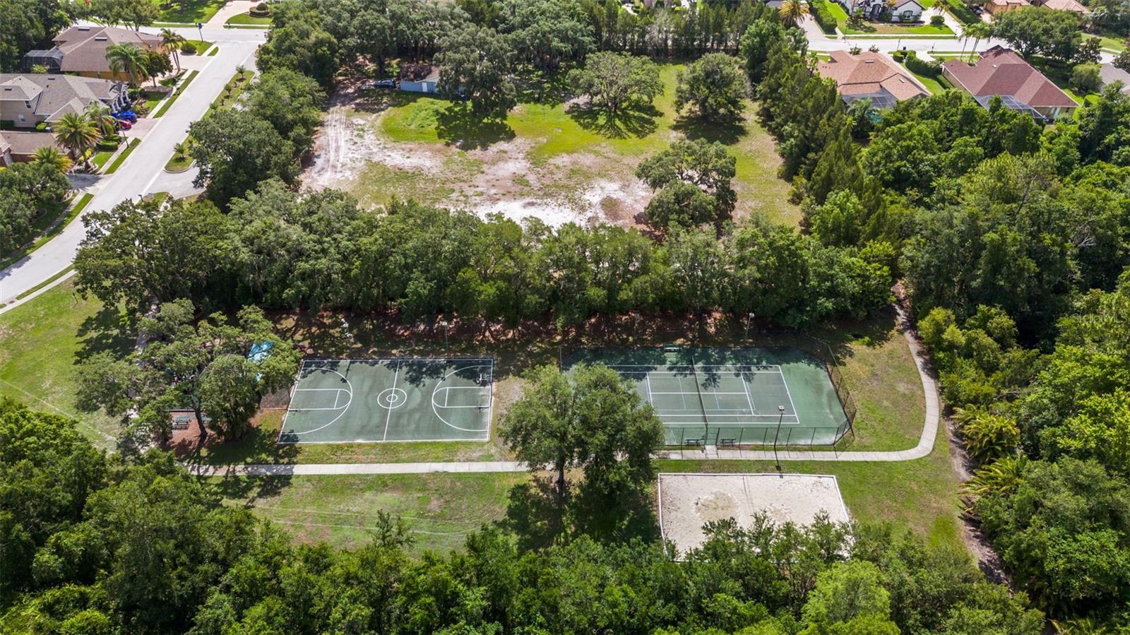Community tennis courts and recreation area.