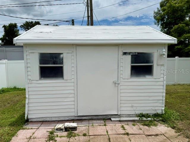 Storage shed with electric