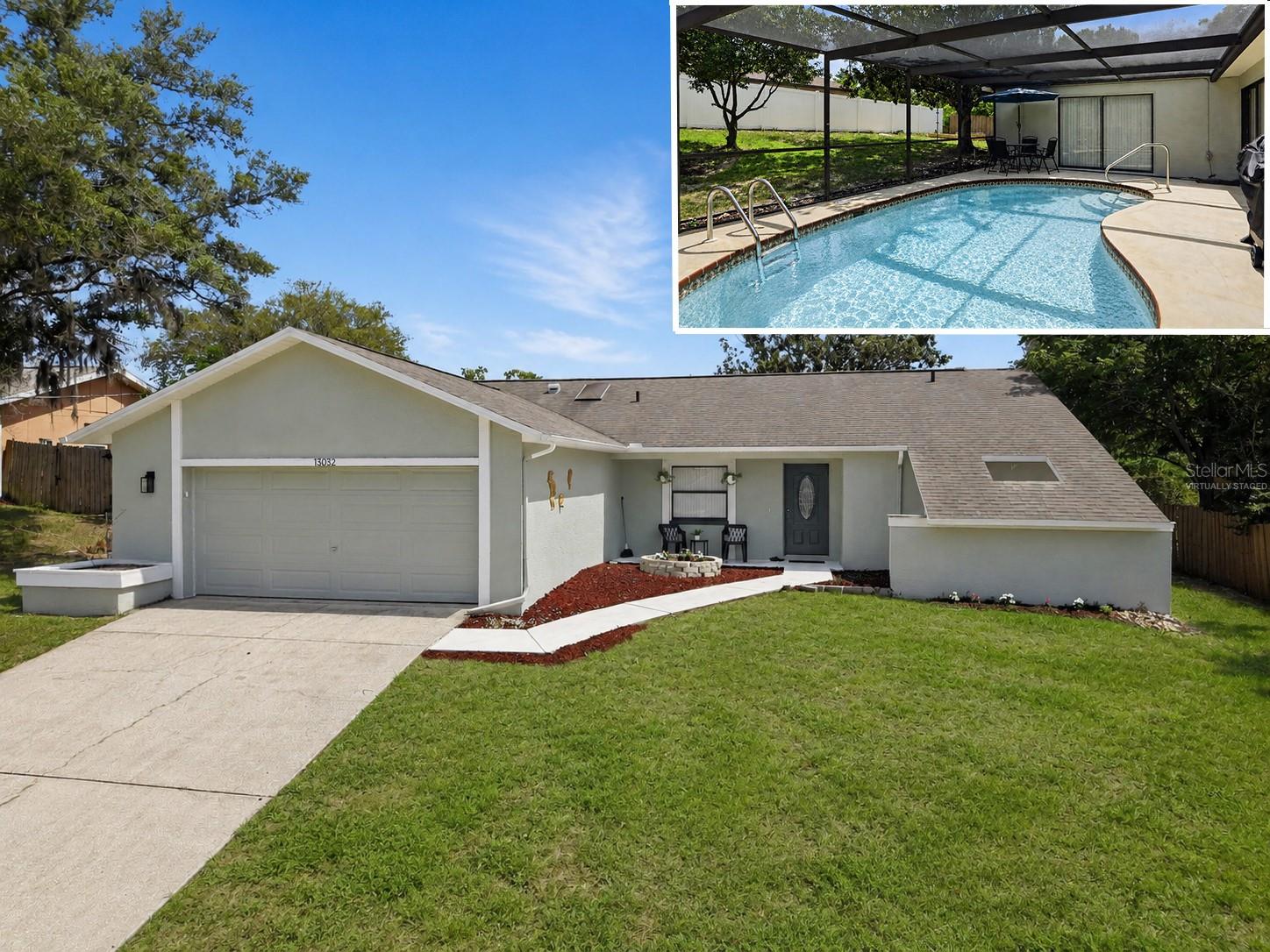 Virtually staged with pool resurfaced.