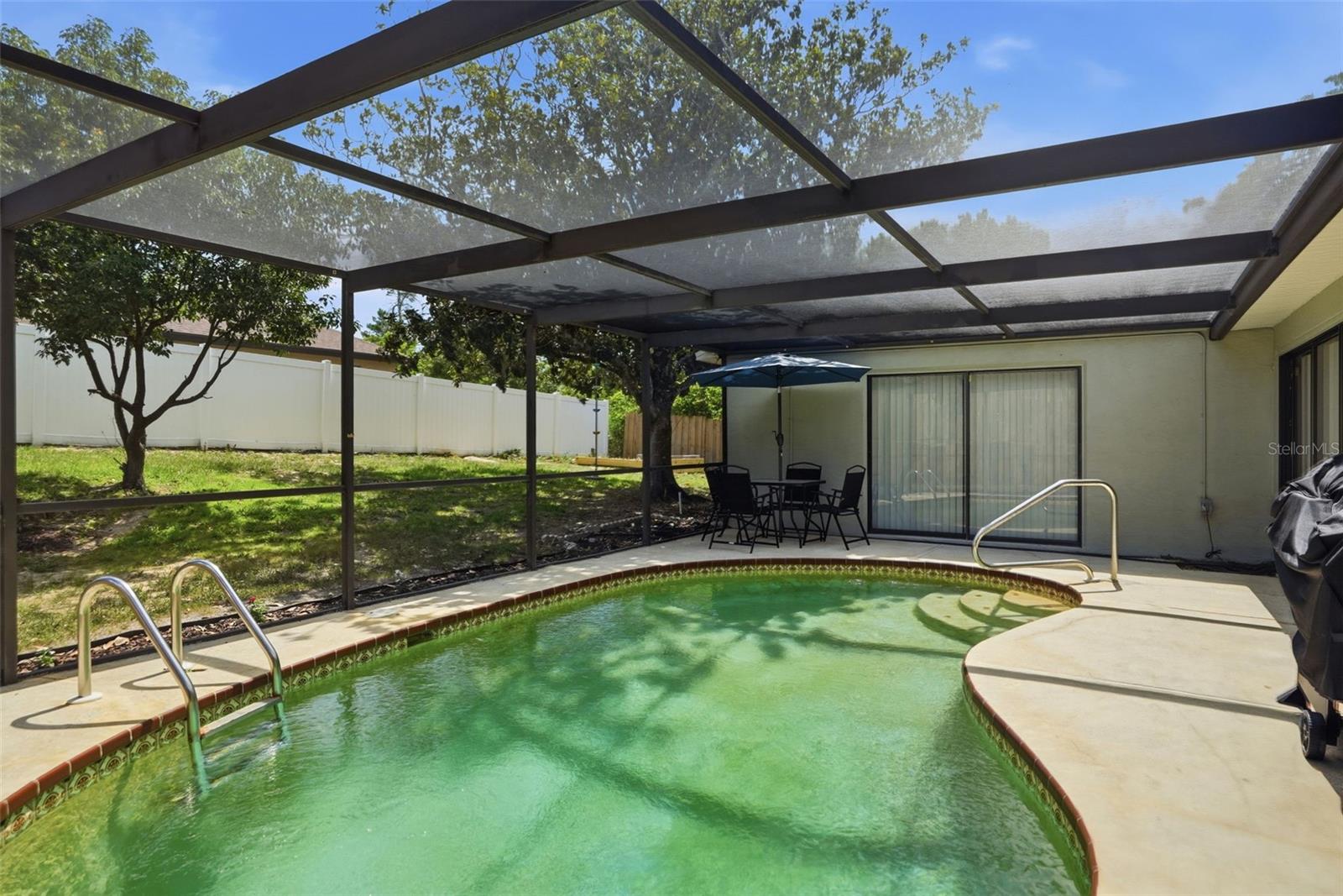 Private pool. Screen enclosure. Needs resurfacing.