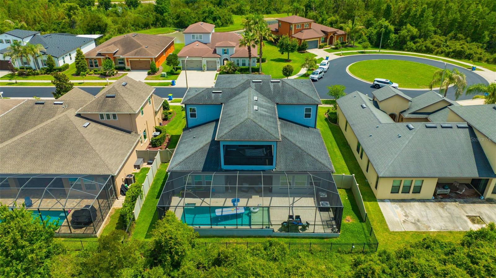 Ariel view of home, conservation lot, located in culdesac