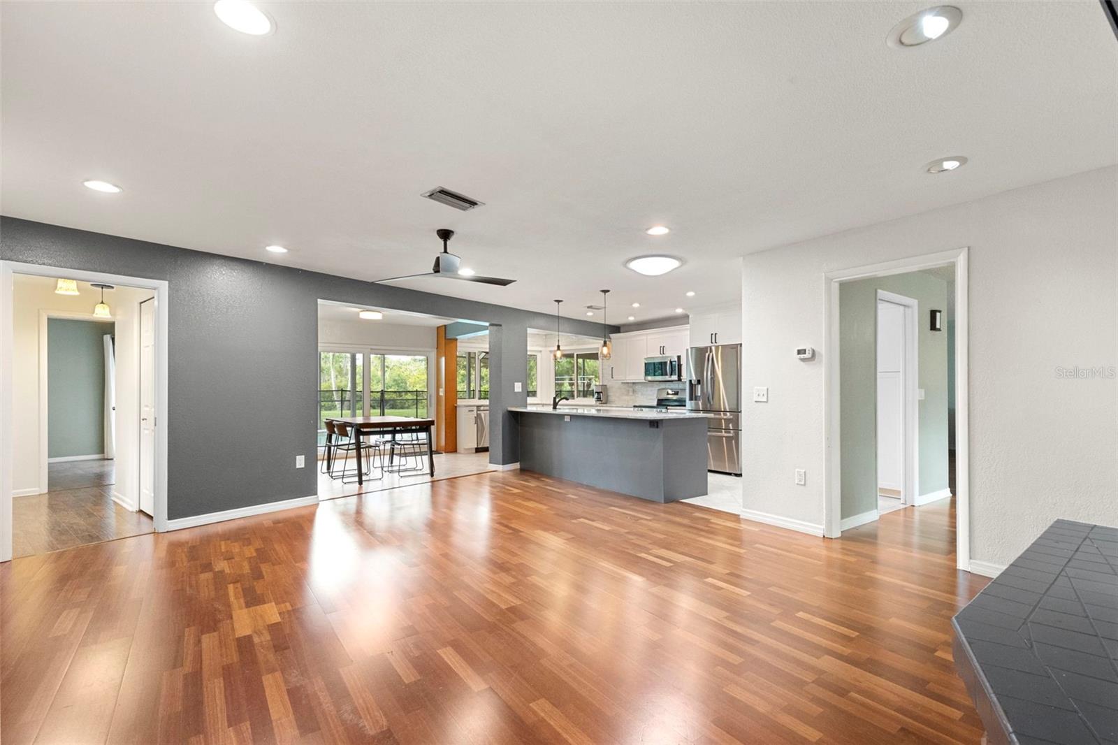 Great room into kitchen view