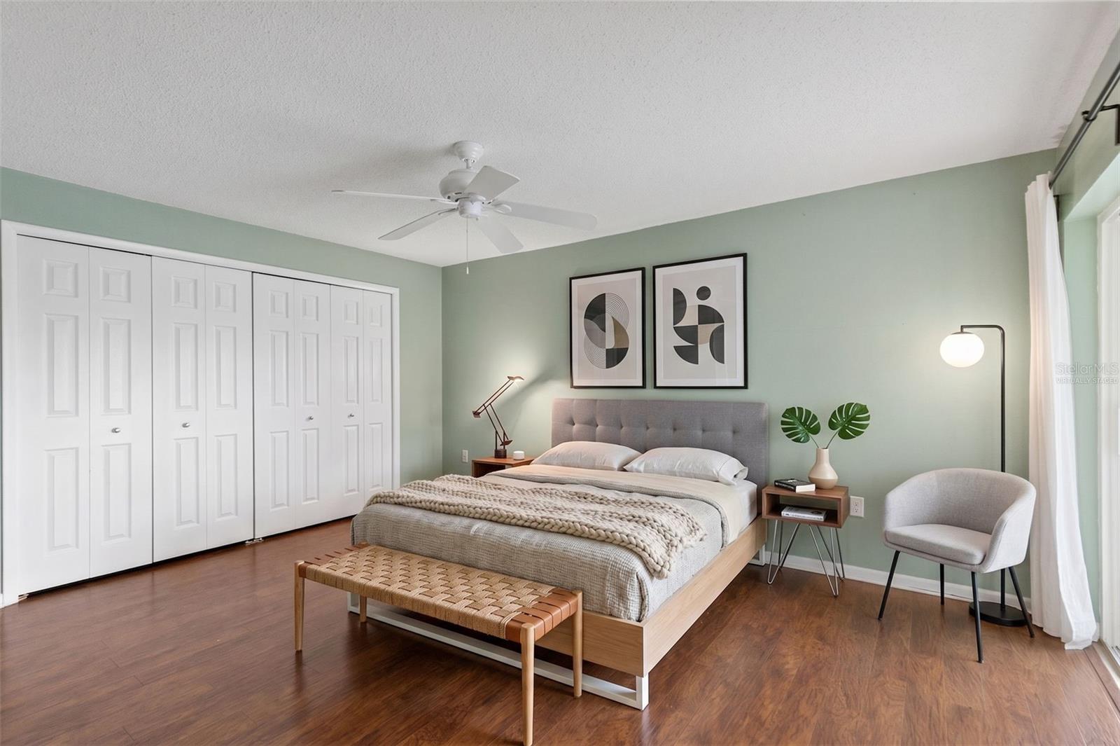 virtually staged bedroom 3 previously used as an office
