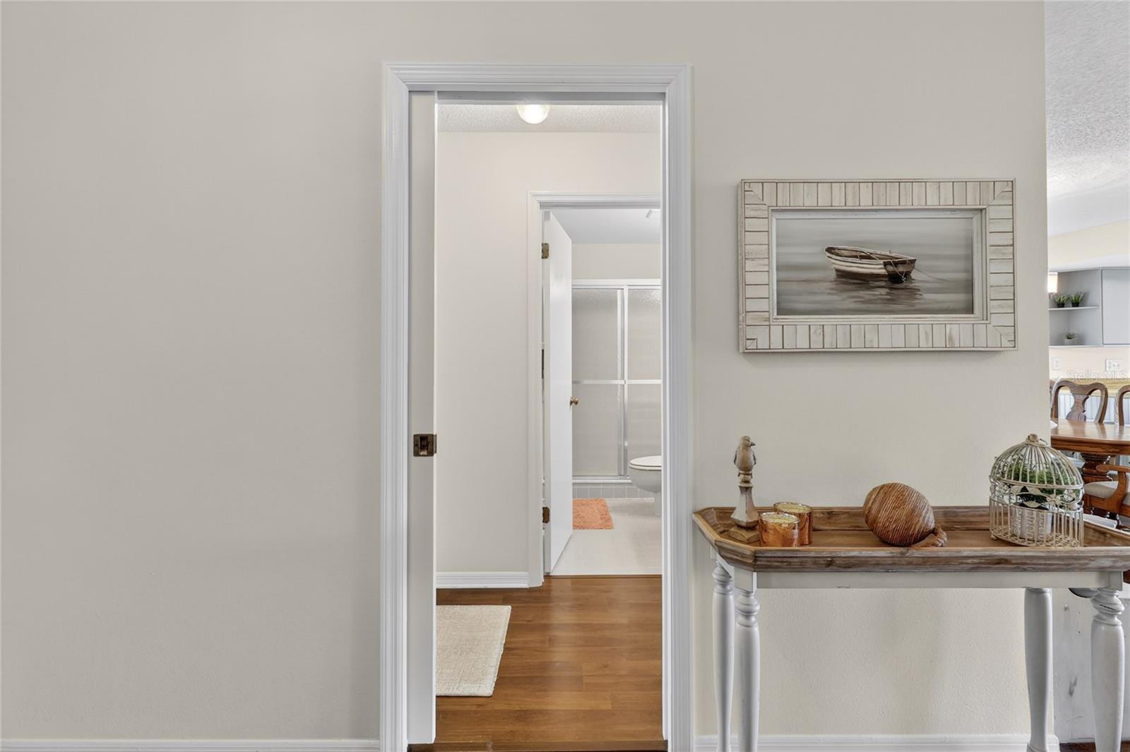 Pocket door to guest wing