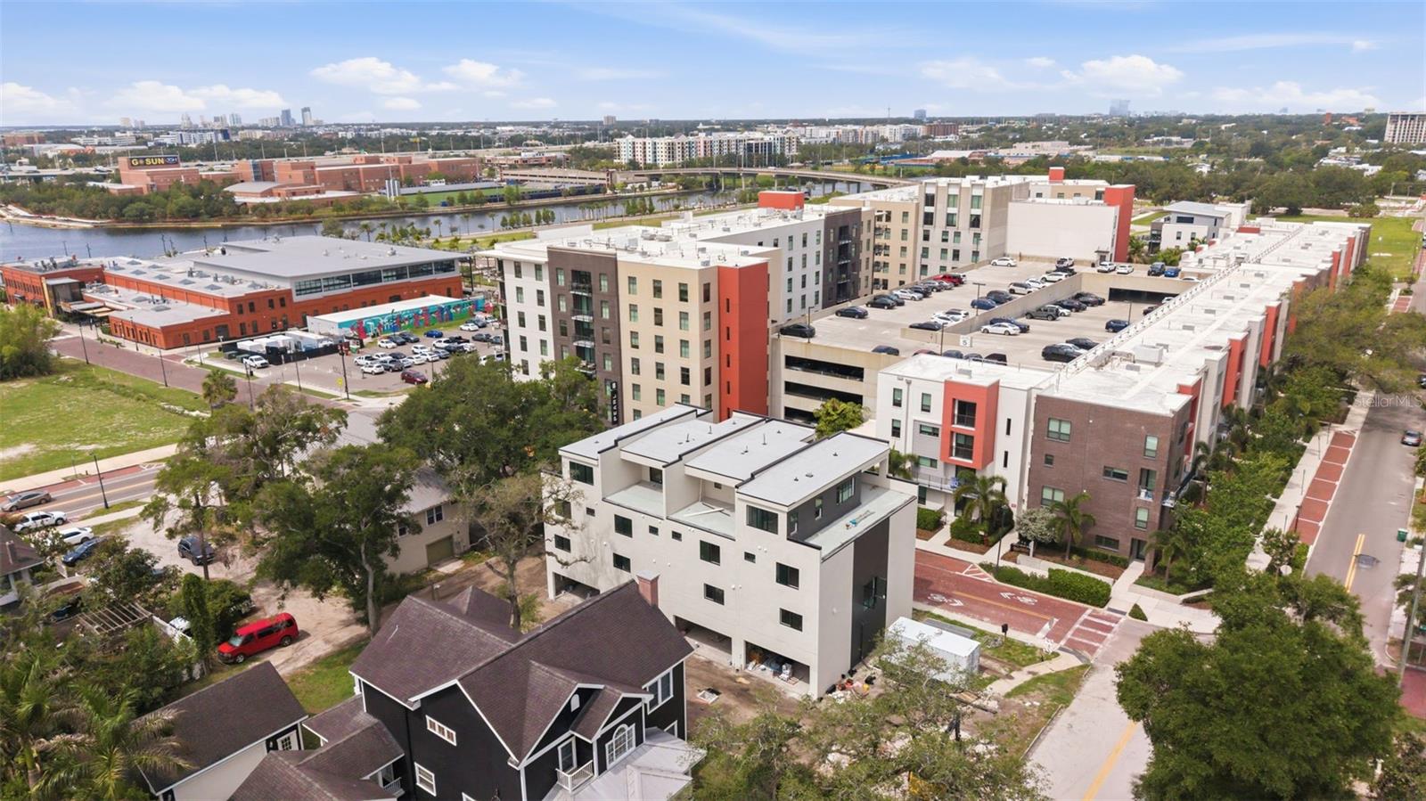 Rear View of back balcony and 2-car garage