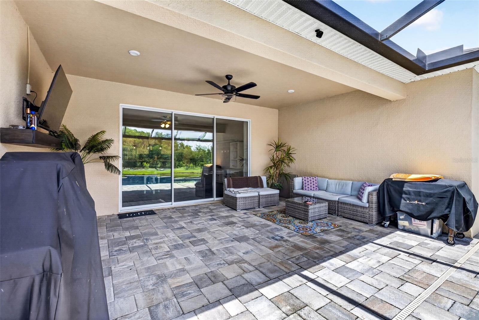 Paver deck with dining area