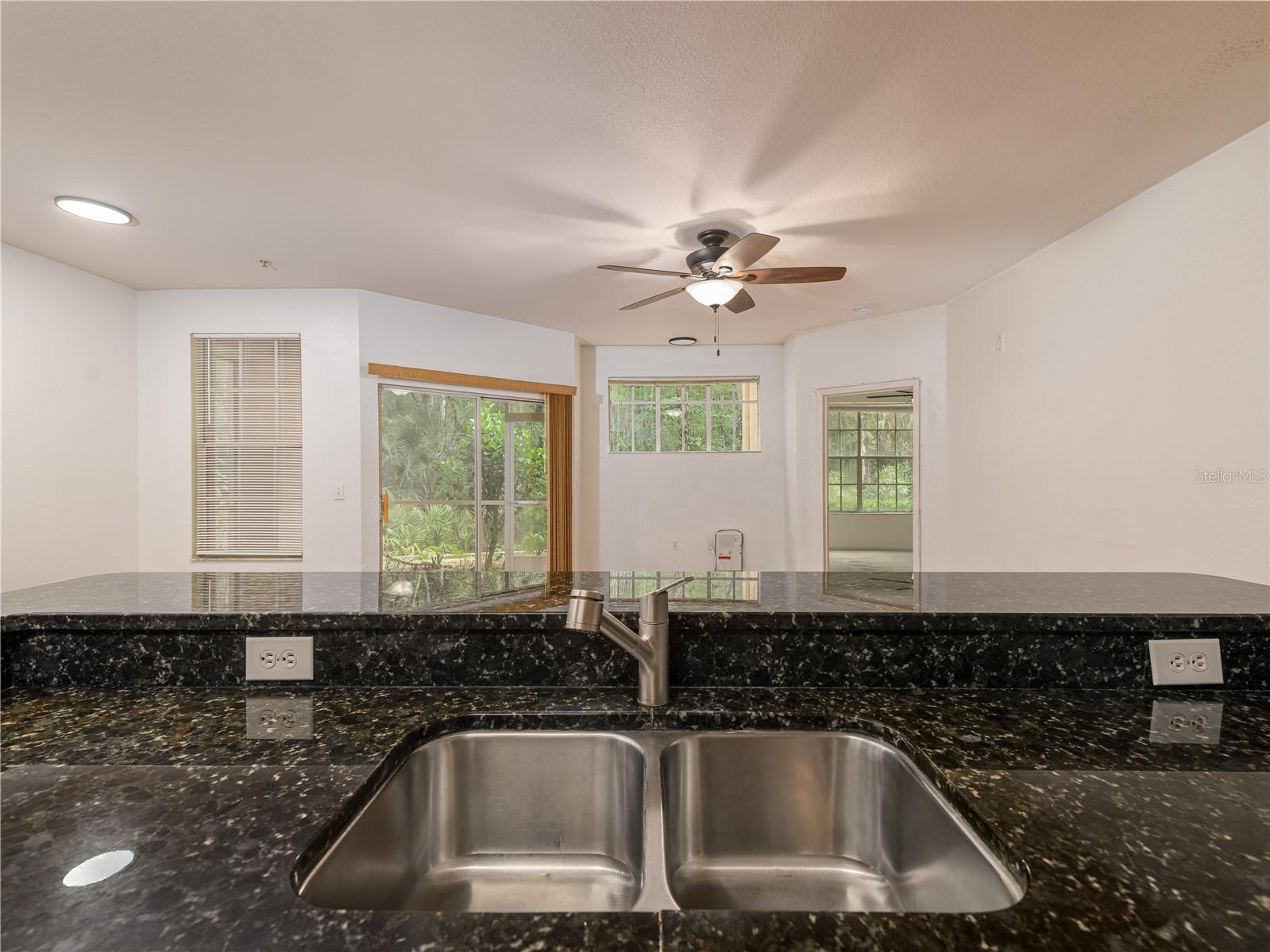 kitchen open to living area