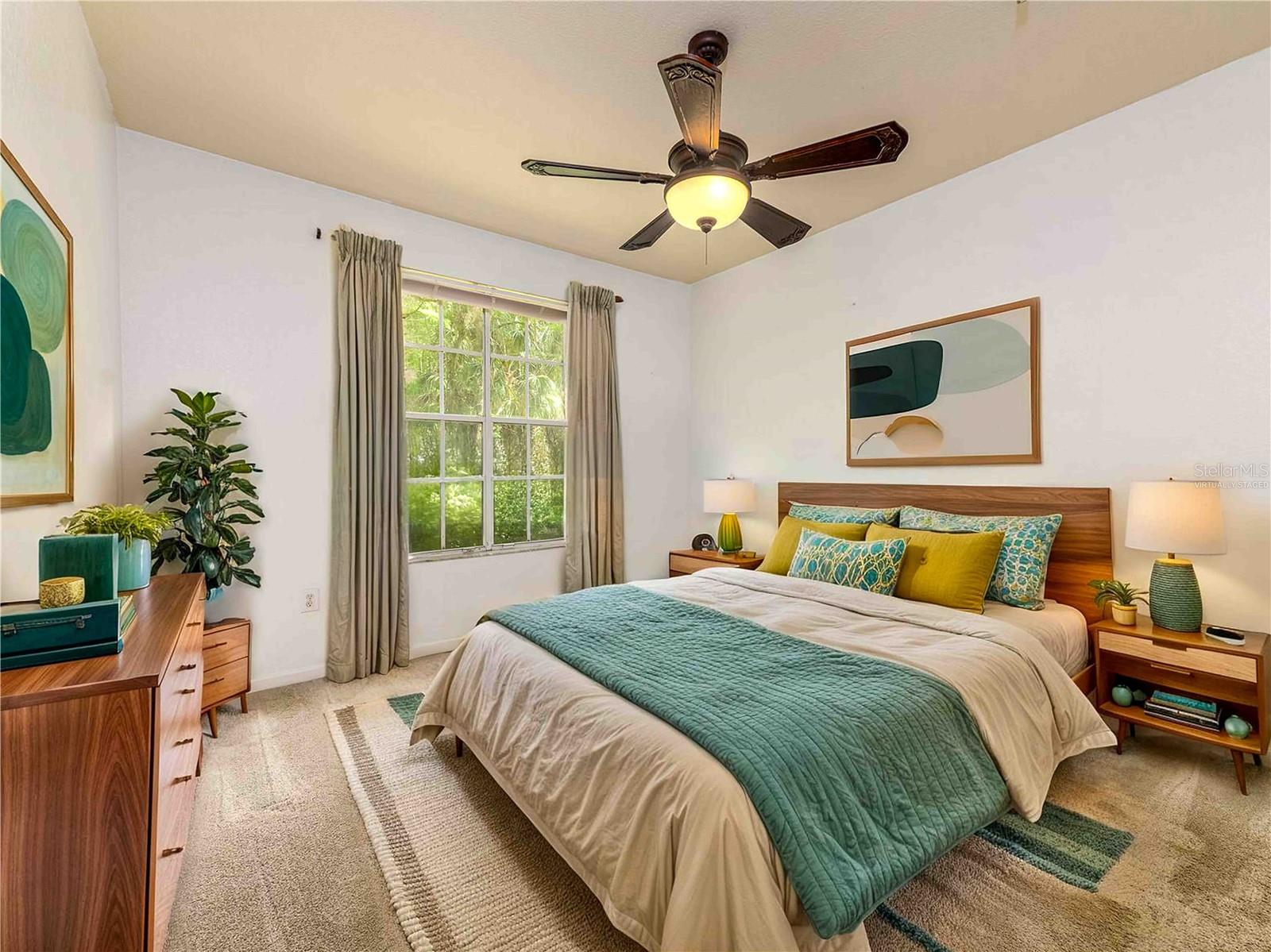 Virtually staged primary bedroom