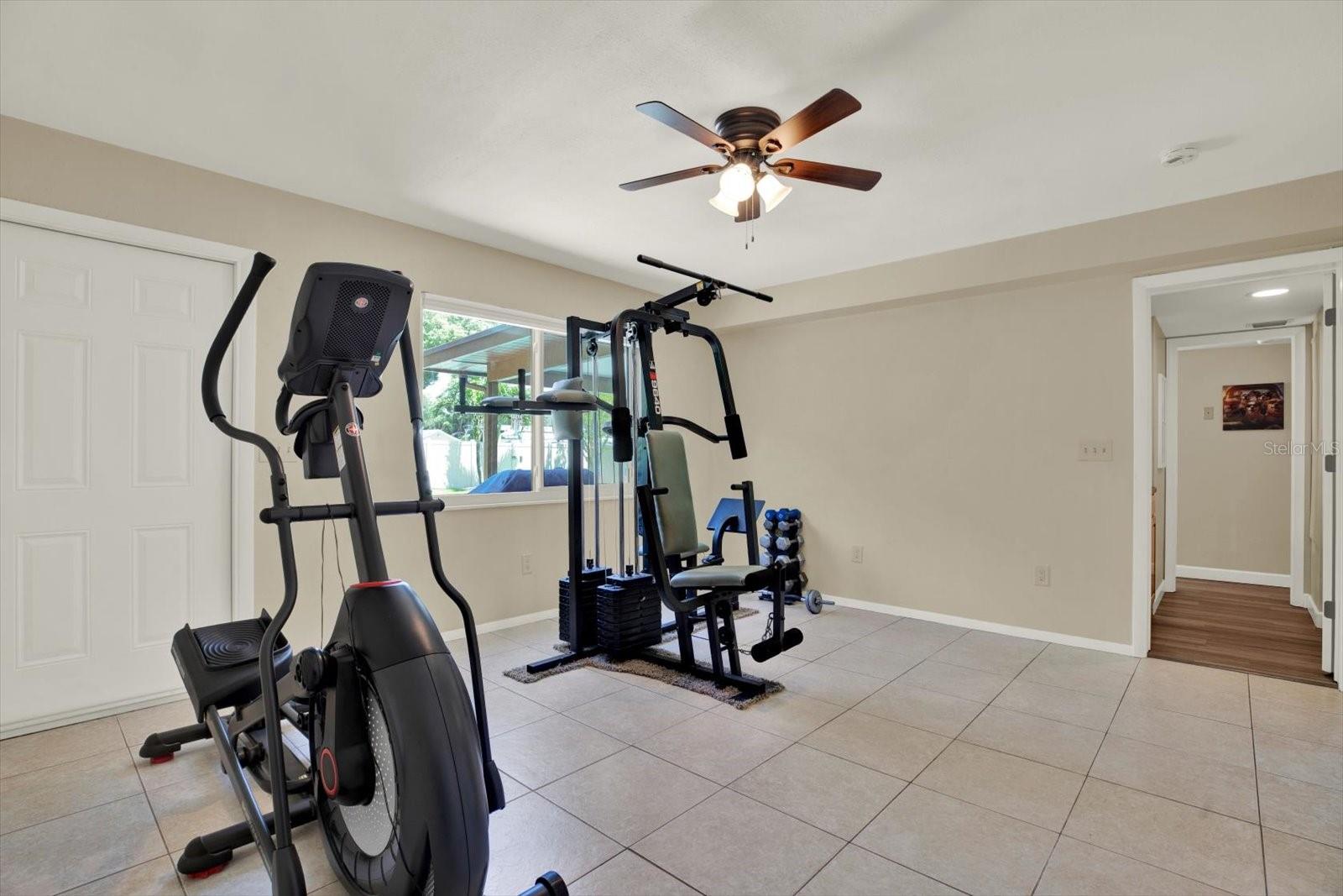 Bedroom being used as a gym