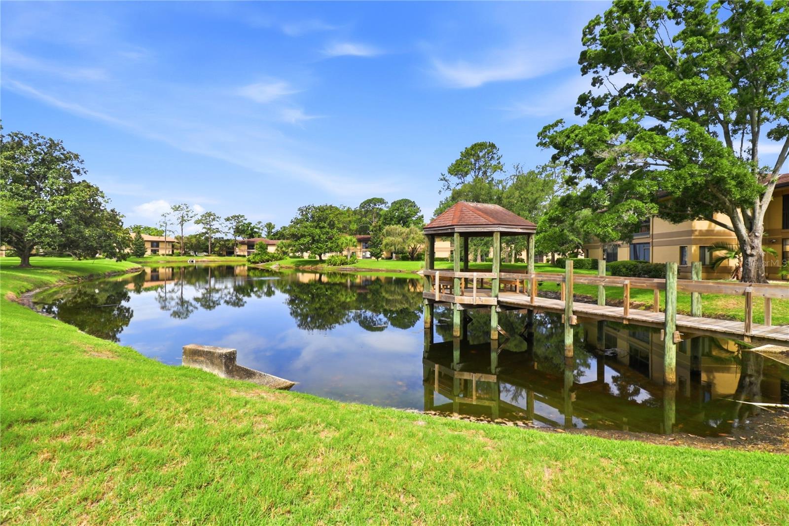 Gazebo overlooking pond
