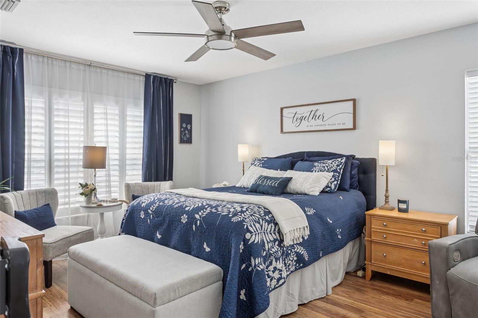 Now enjoy your master suite.  Double window has shutters to make the room look complete.
