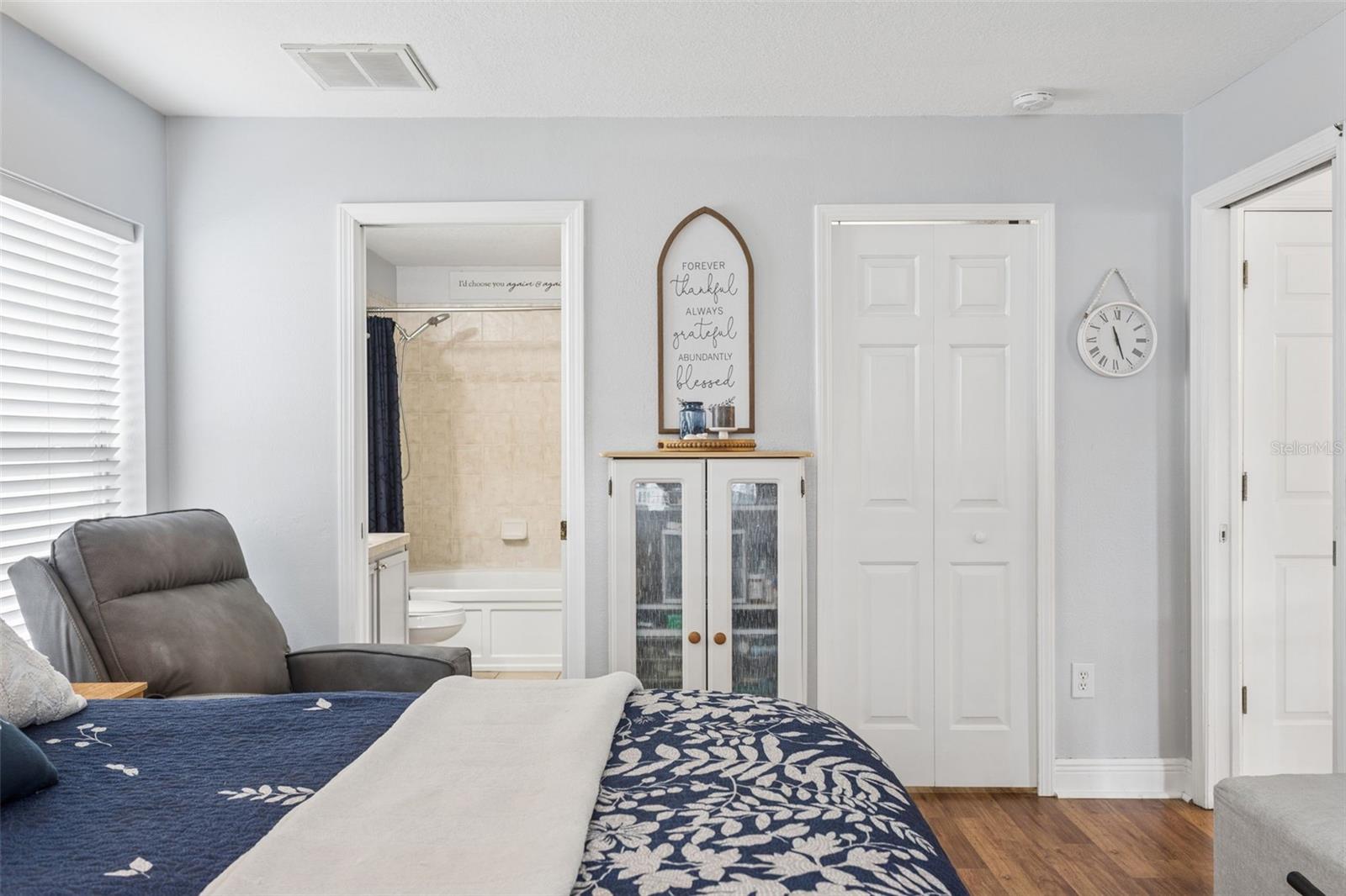 Your walk in closet is conveniently located and very spacious.