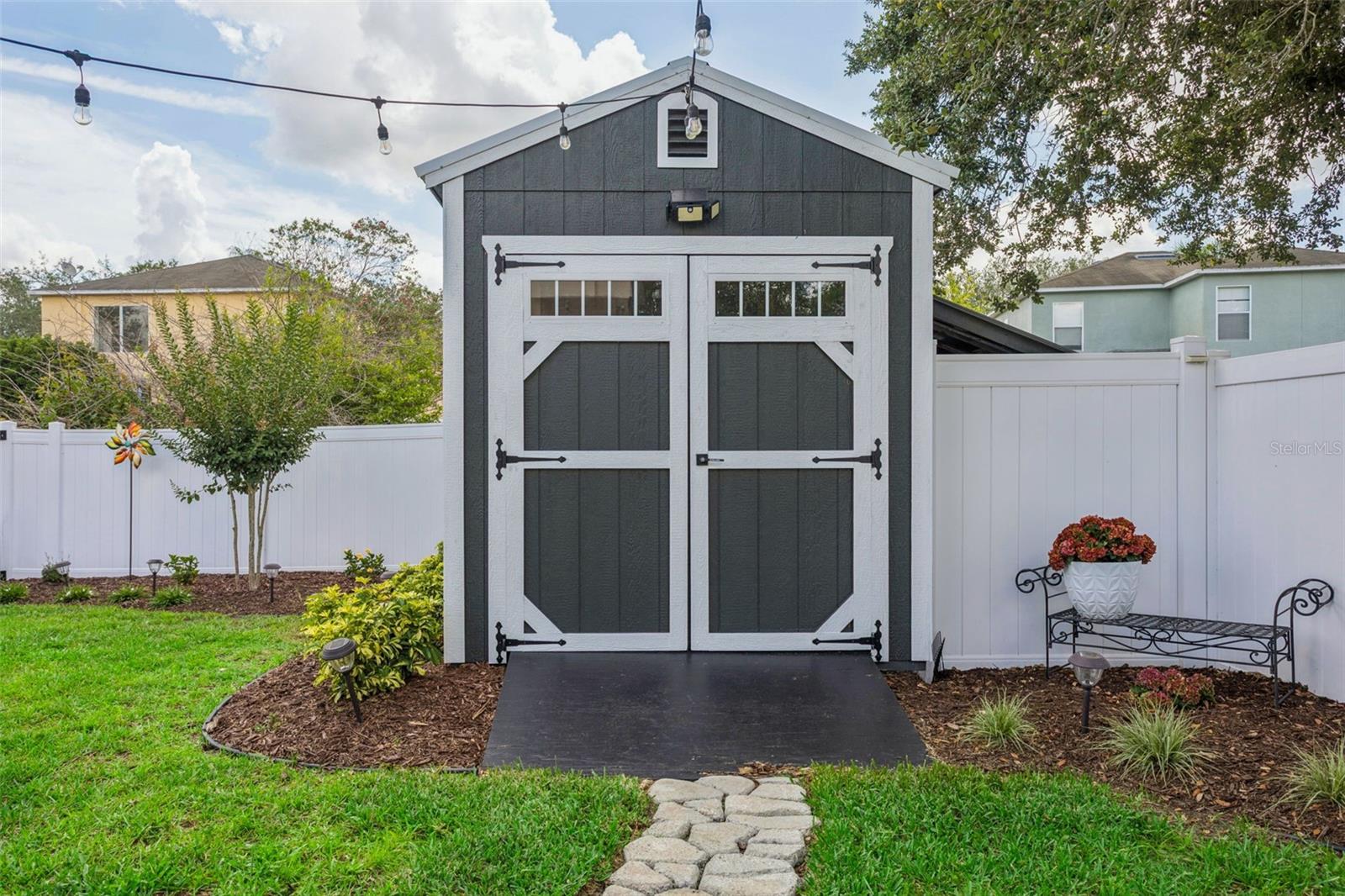 check out your shed.  Electricity to finish any projects and straps to hold down so no worries in Hurricane Season.