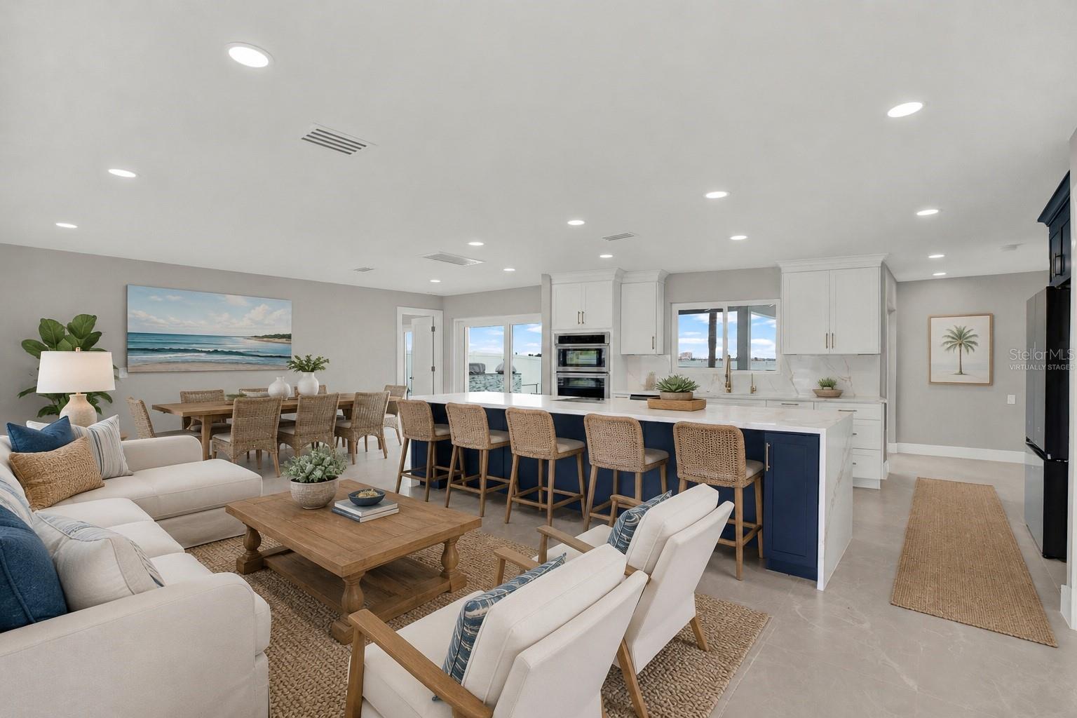 Virtually Staged Living Room and Kitchen
