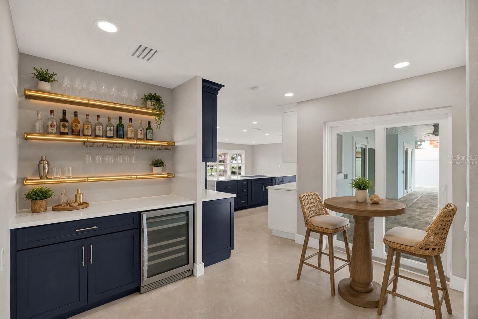 Virtually Staged Kitchen and Built-In Bar