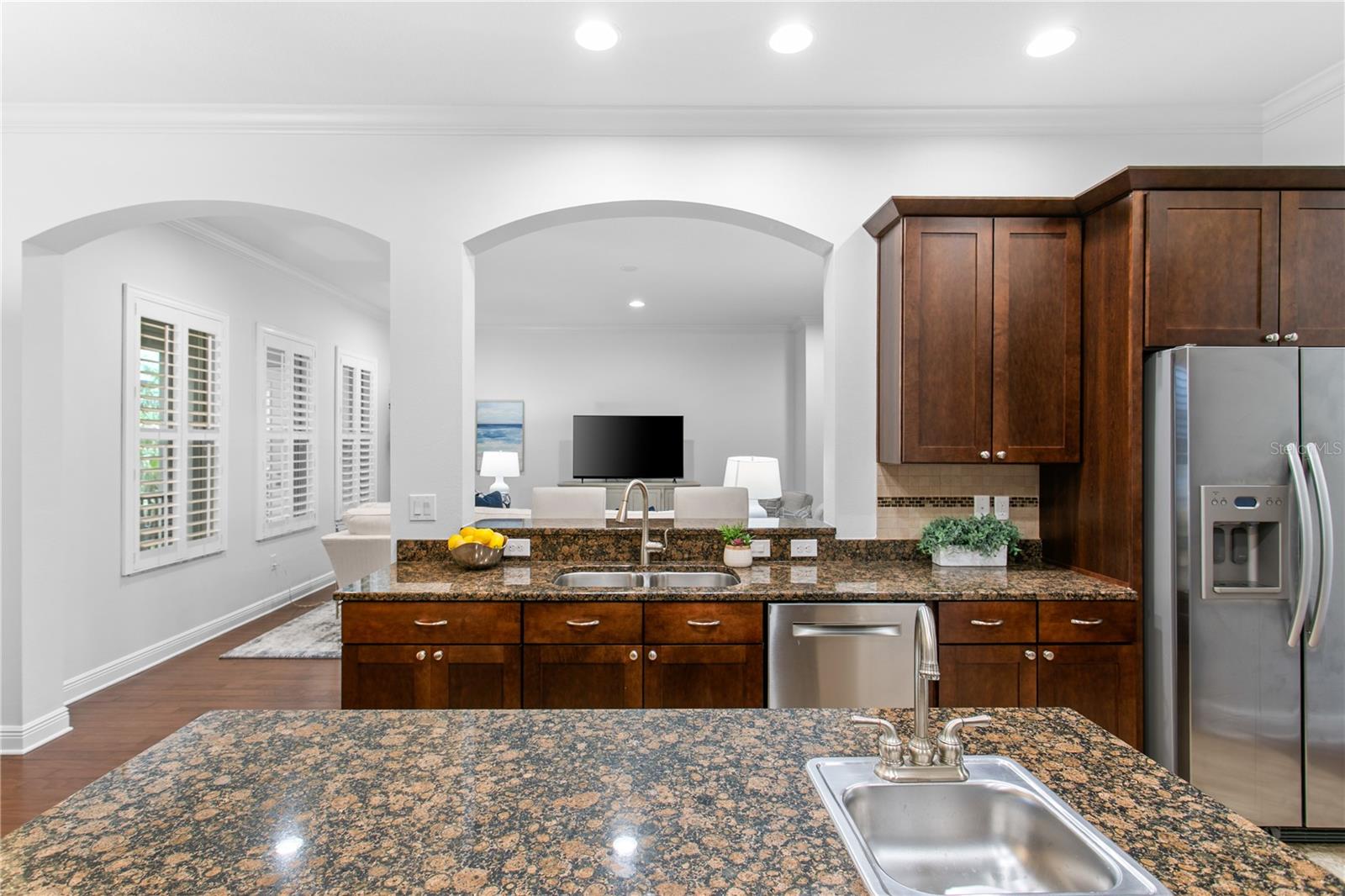 The kitchen has views overlooking the family room so you're always part of the conversation whether hosting friends or enjoying a casual evening at home.