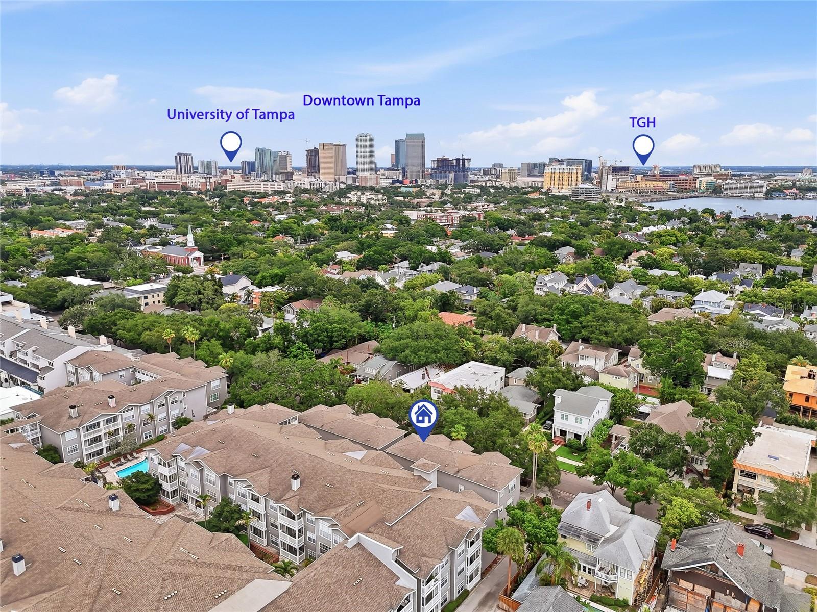 Enjoy a walk or bike ride to Tampa General Hospital, Downtown Tampa, and University of Tampa
