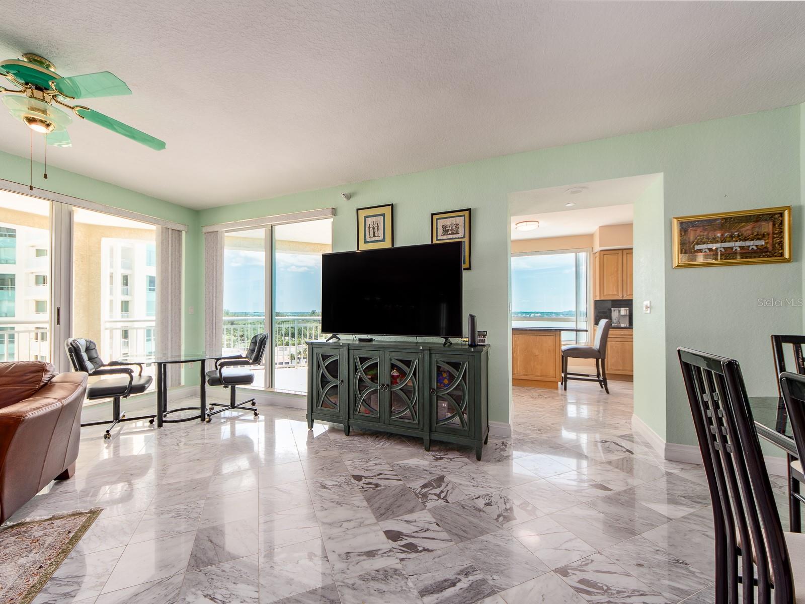 Living area-looking into kitchen.