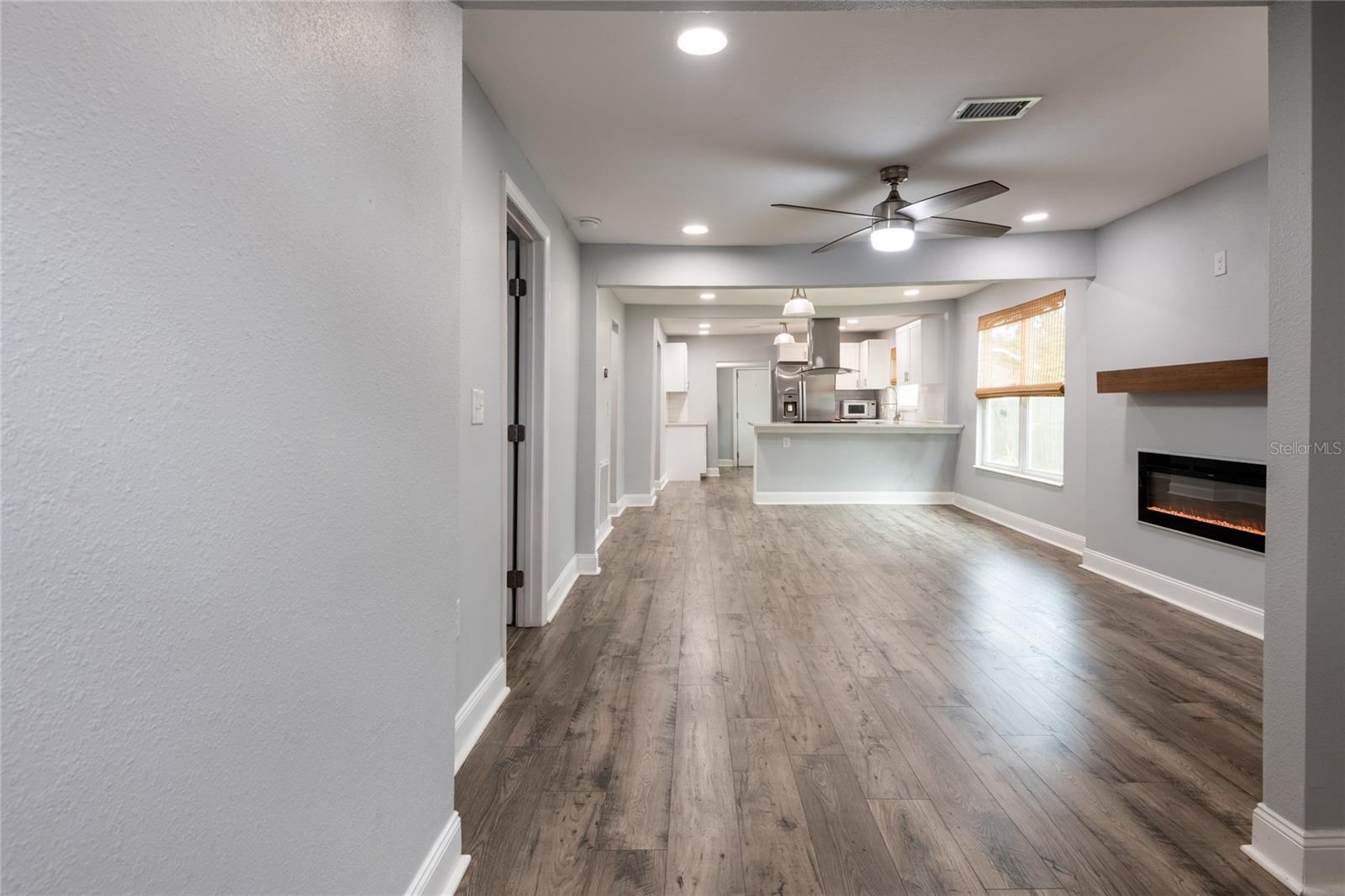 open concept w/decorative fireplace