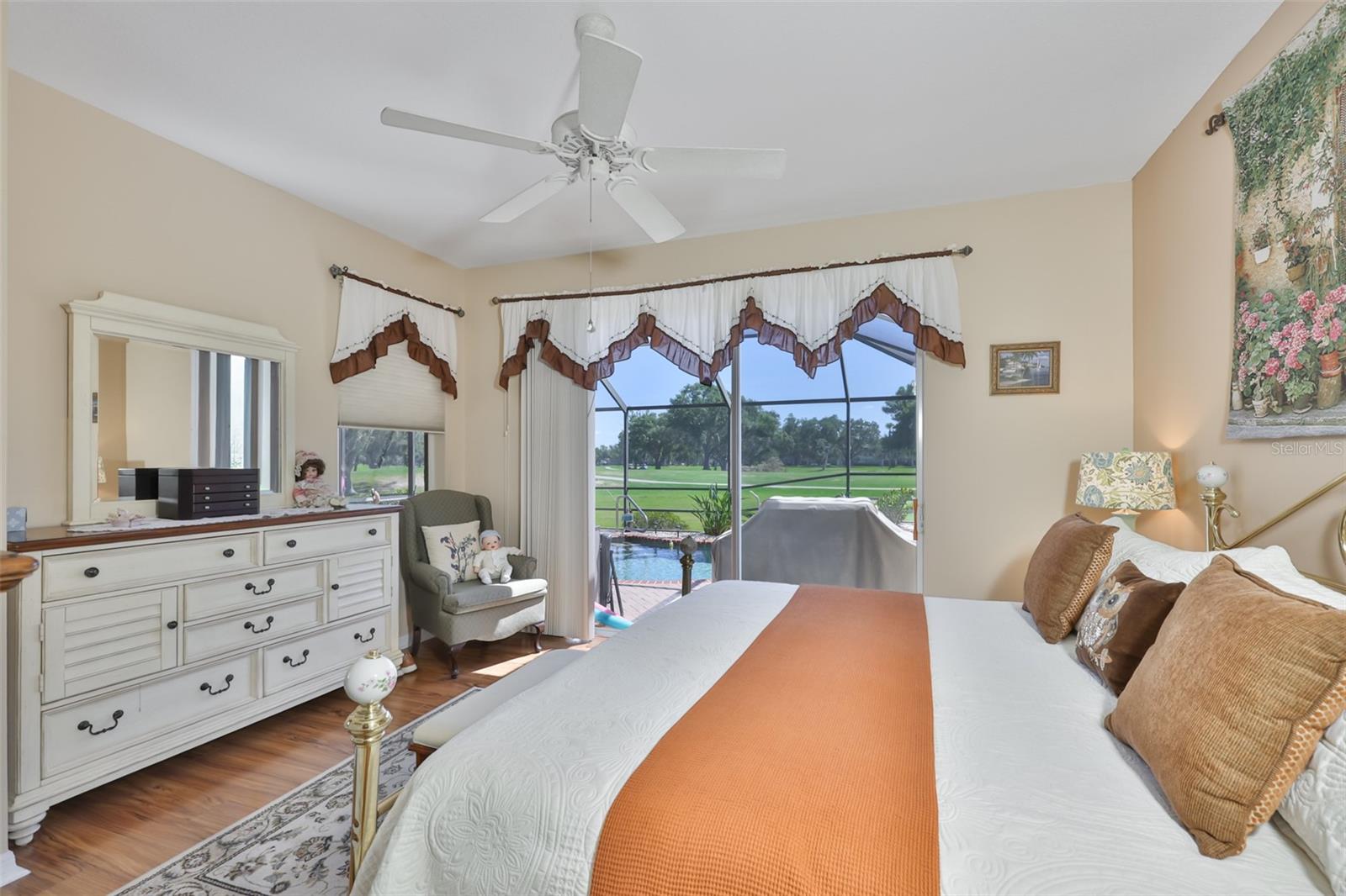 Master bedroom is on the  opposite side of home from other bedrooms, has a slider and beautiful view.