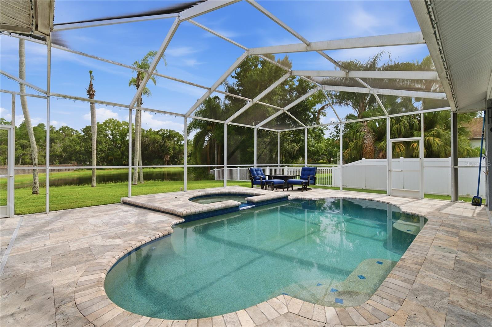 Pool & Sauna with views of the pond