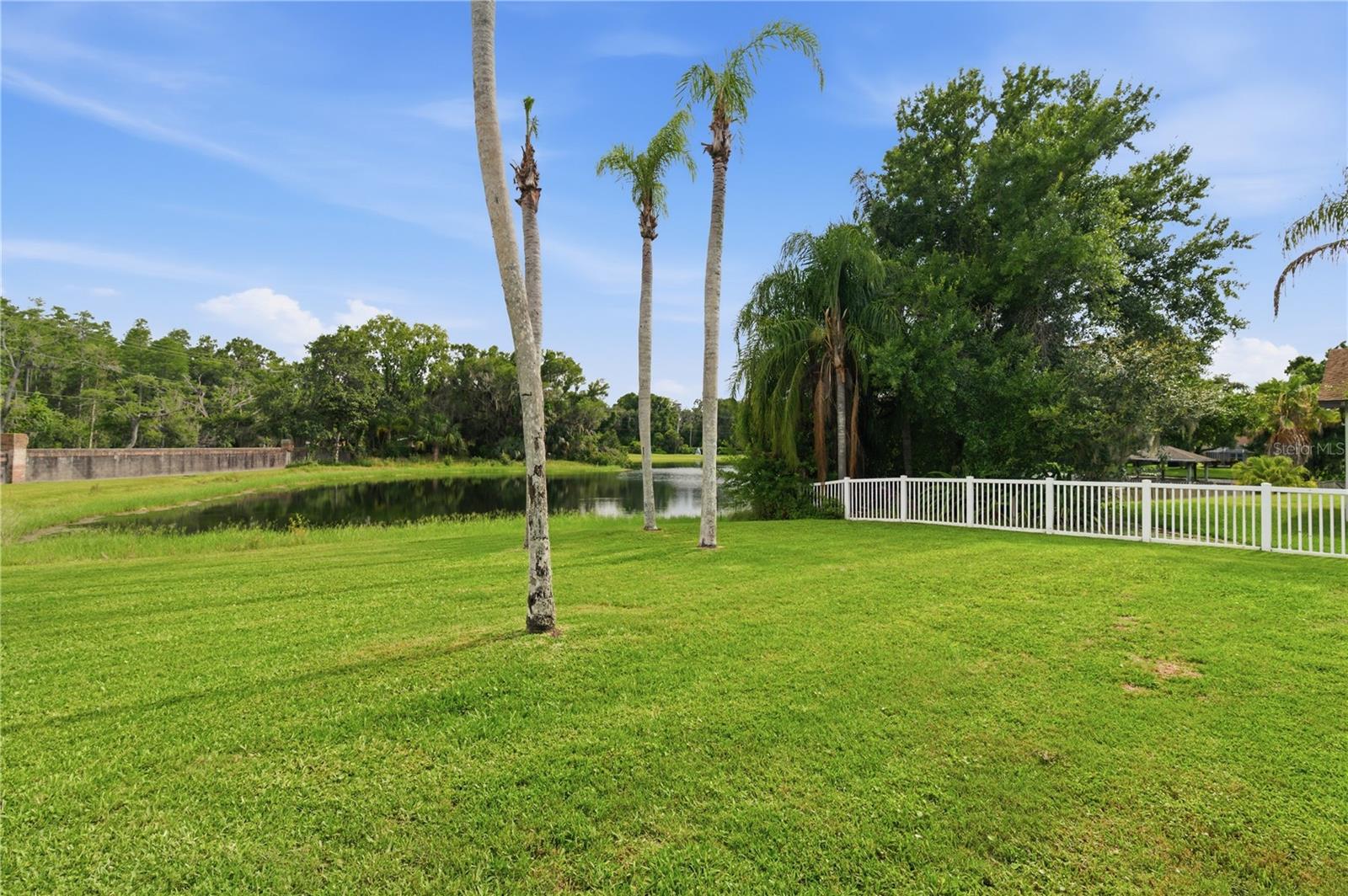 The property extends straight through the pond to the other side
