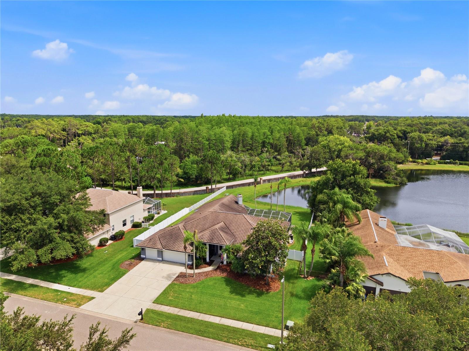 Aerial view of the front of the property