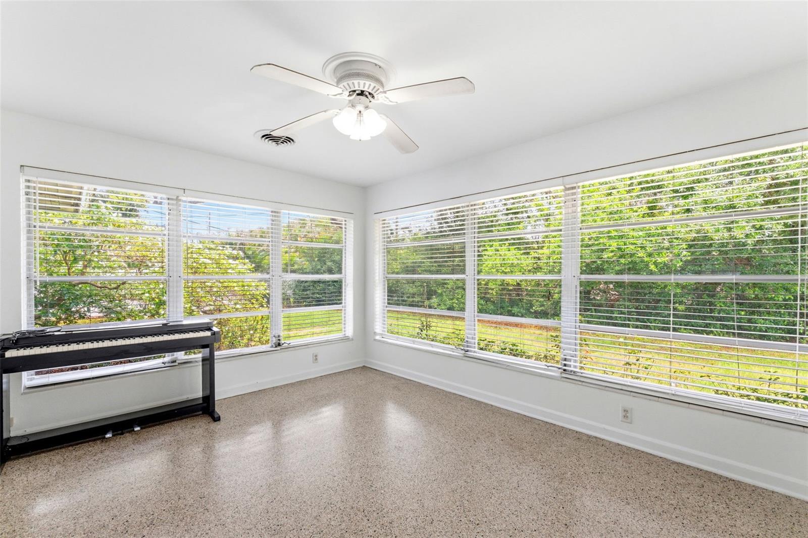Florida Room with Backyard View