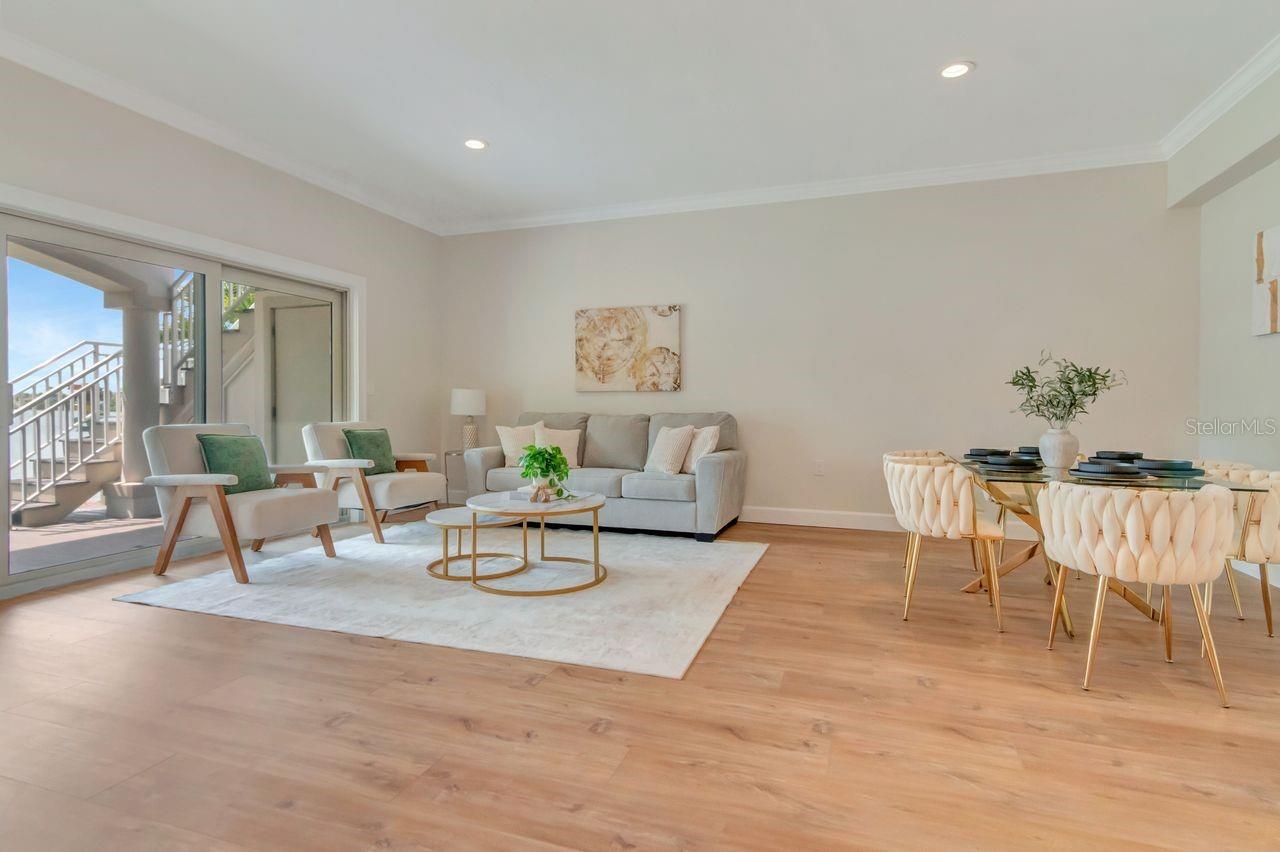 large living space with views of the bay