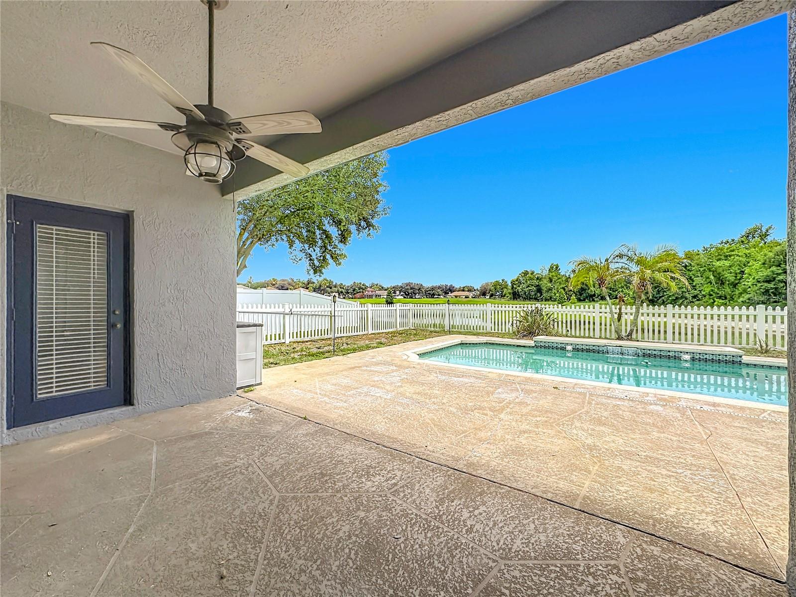 The covered area of the pool deck means you can still cook out when it rains!