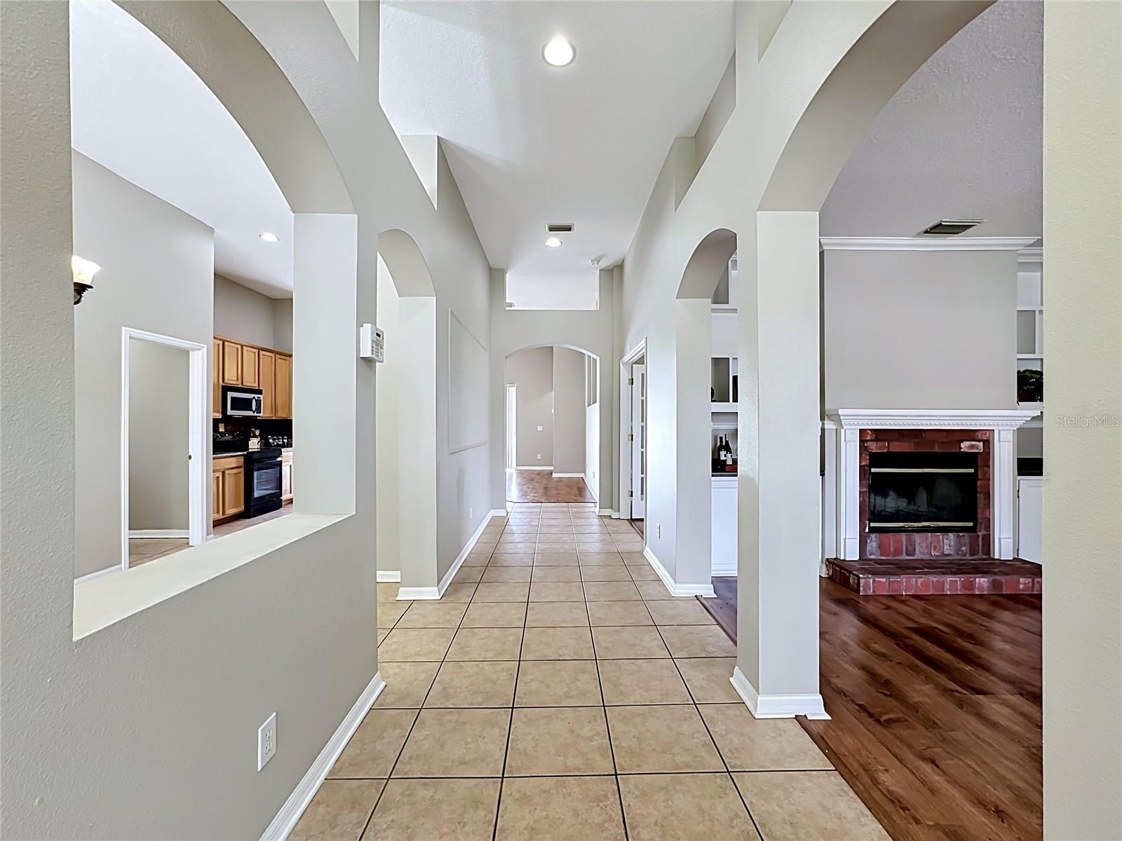 Off to the left is the breakfast room and off to the right is the living area