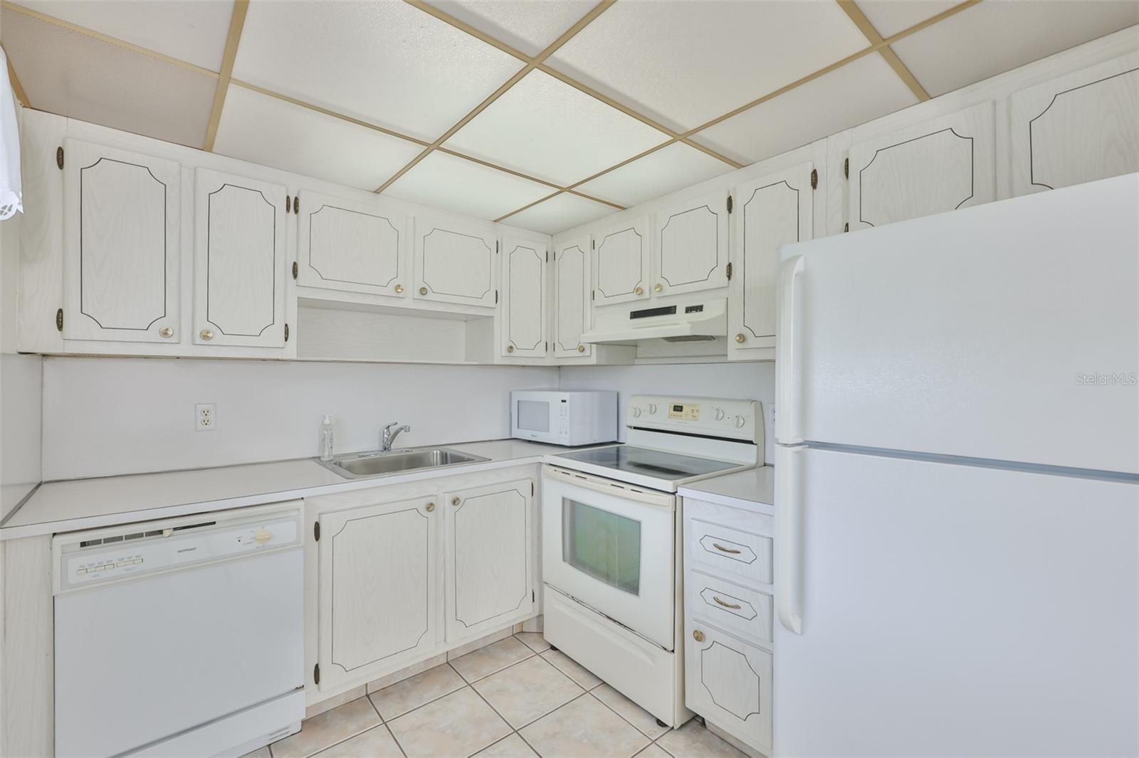 Kitchen is well appointed and clean.
