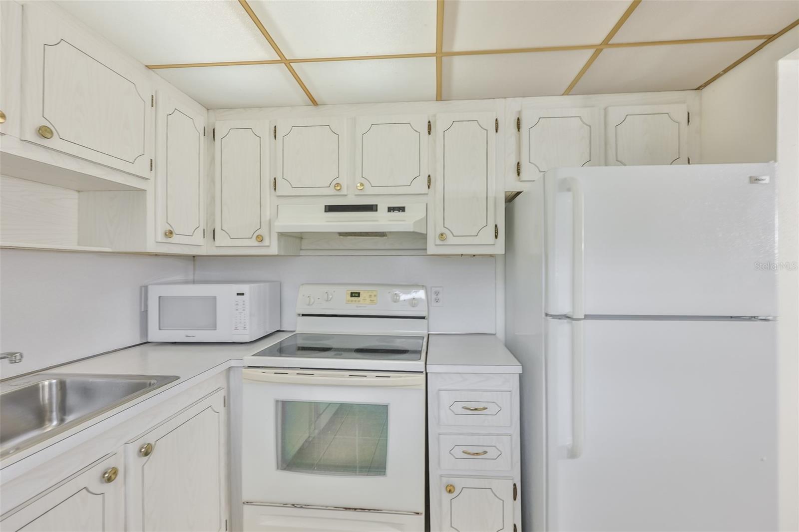A compact kitchen with lots of good storage.