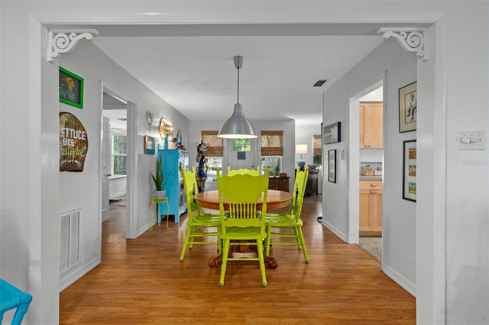 View from family room to front of house.  Primary down hall on the left