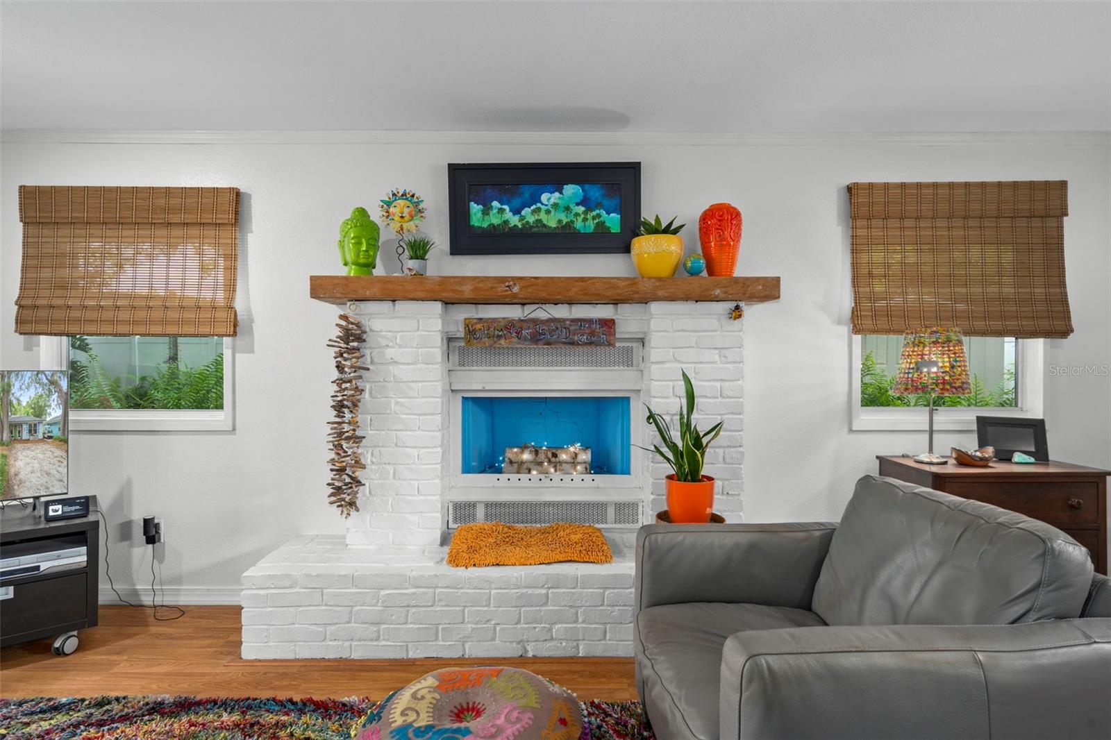 Authentic fireplace currently usable for ambience & decoration only.  Turn it into a gas fireplace if desired.