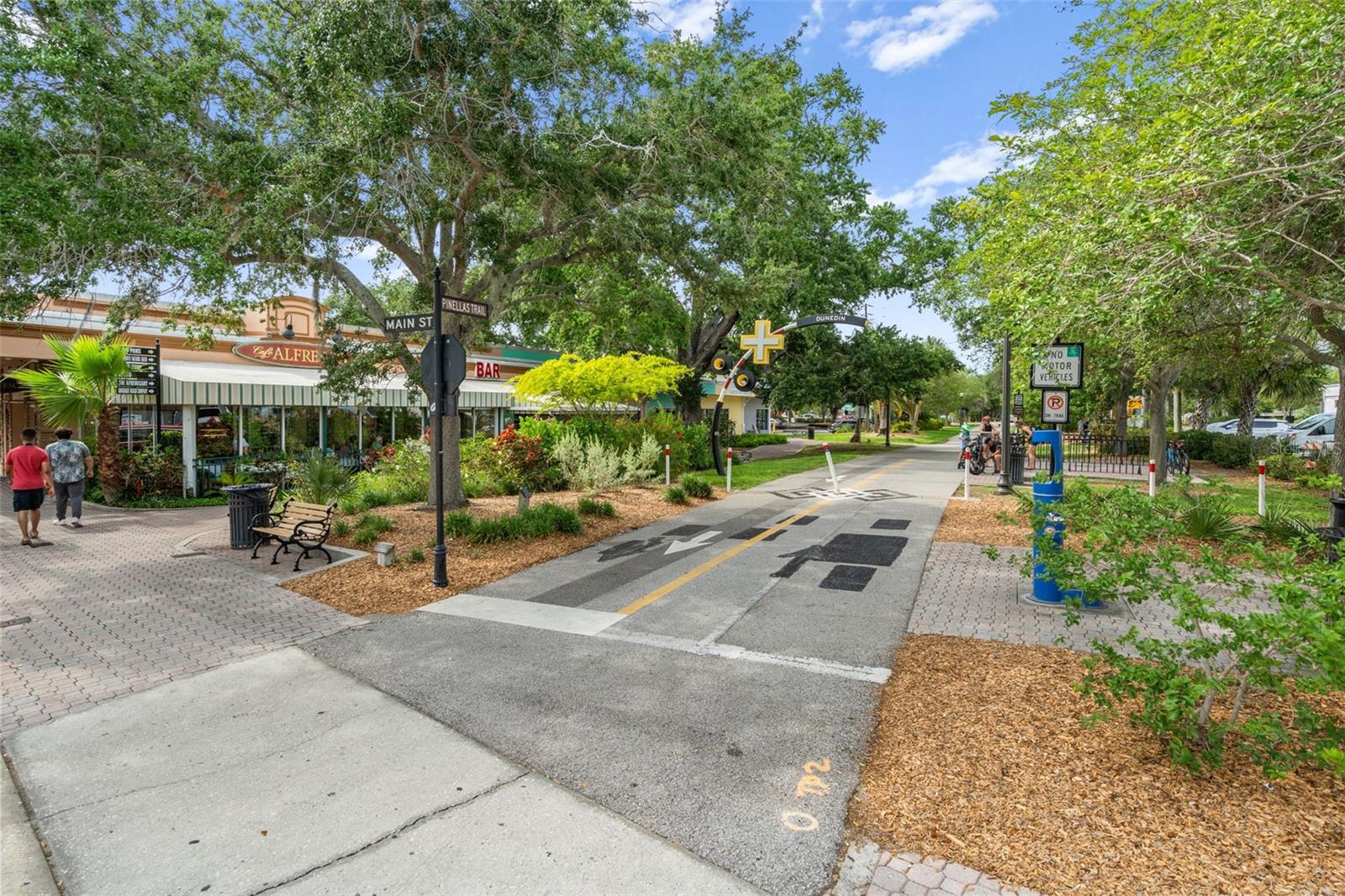 The Pinellas Trail goes right through downtown Dunedin and offers great restaurants along the way.  Travel north to Palm Harbor or south to Clearwater via bike, ebikes, scooters or on foot.