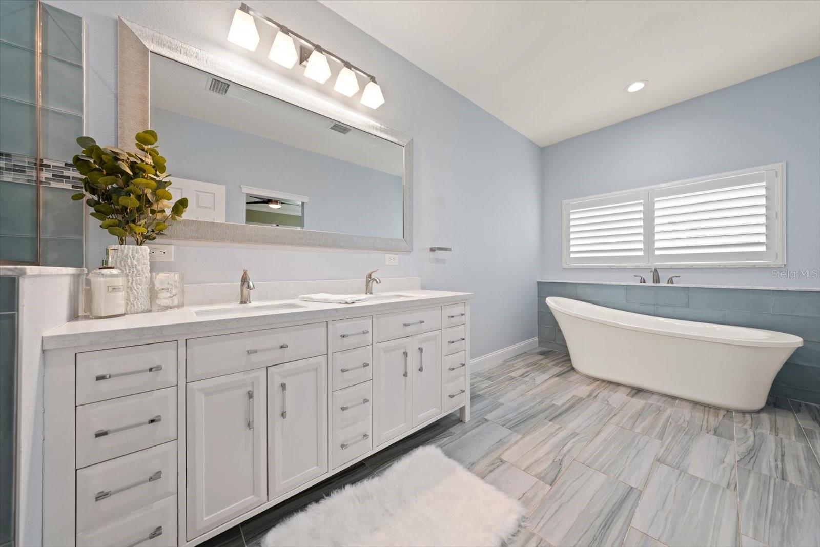 Double vanities with large counter